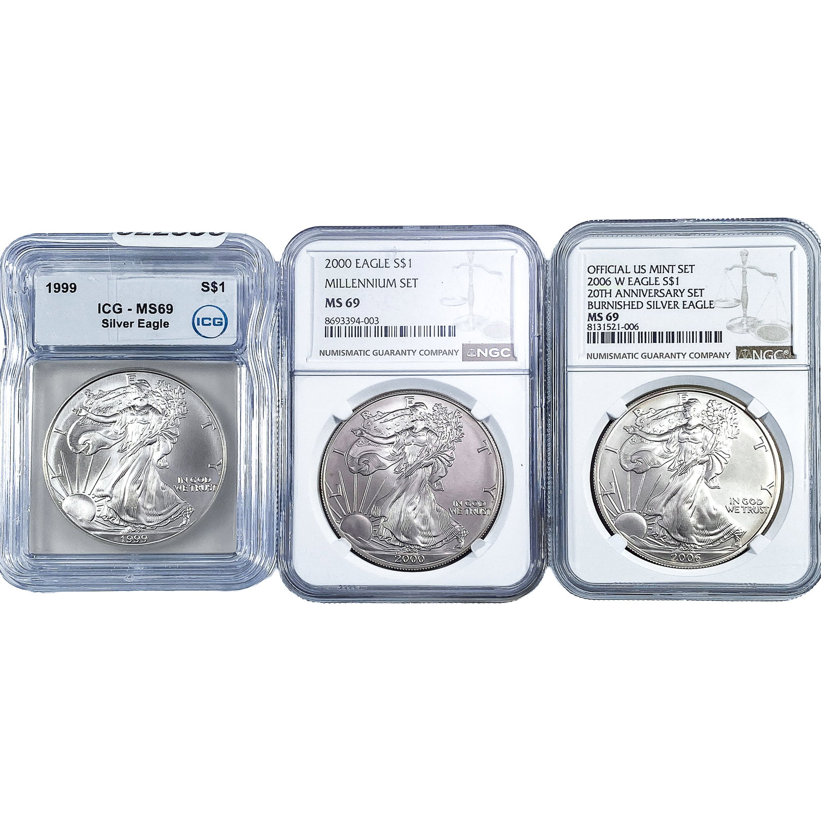 [3] 1999-2006 Silver Eagle NGC/IGC MS69: [3] 1999-2006 Silver Eagle NGC/IGC MS69