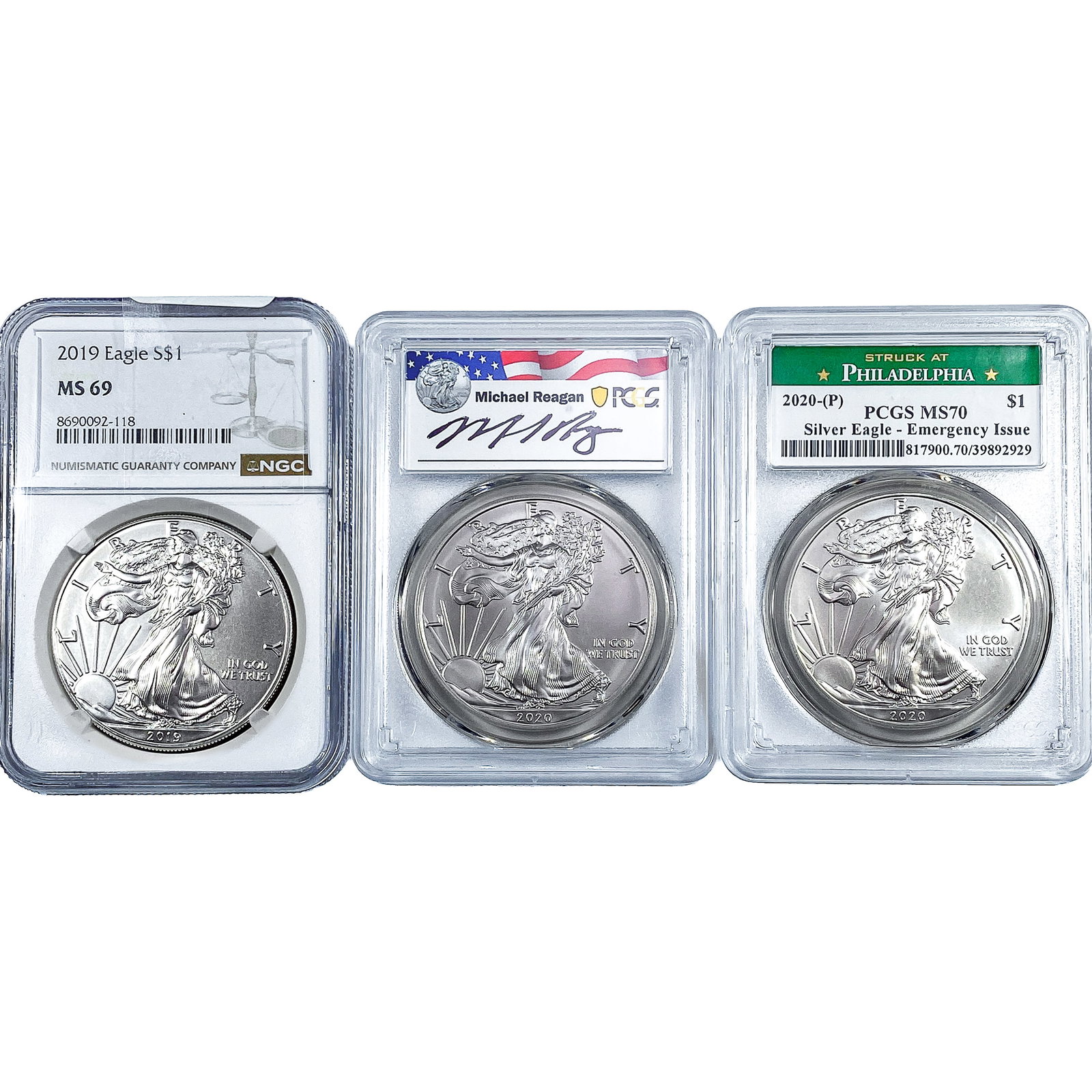 [3] 2019-2020 Silver Eagle NGC/PCGS MS69/MS70: [3] 2019-2020 Silver Eagle NGC/PCGS MS69/MS70