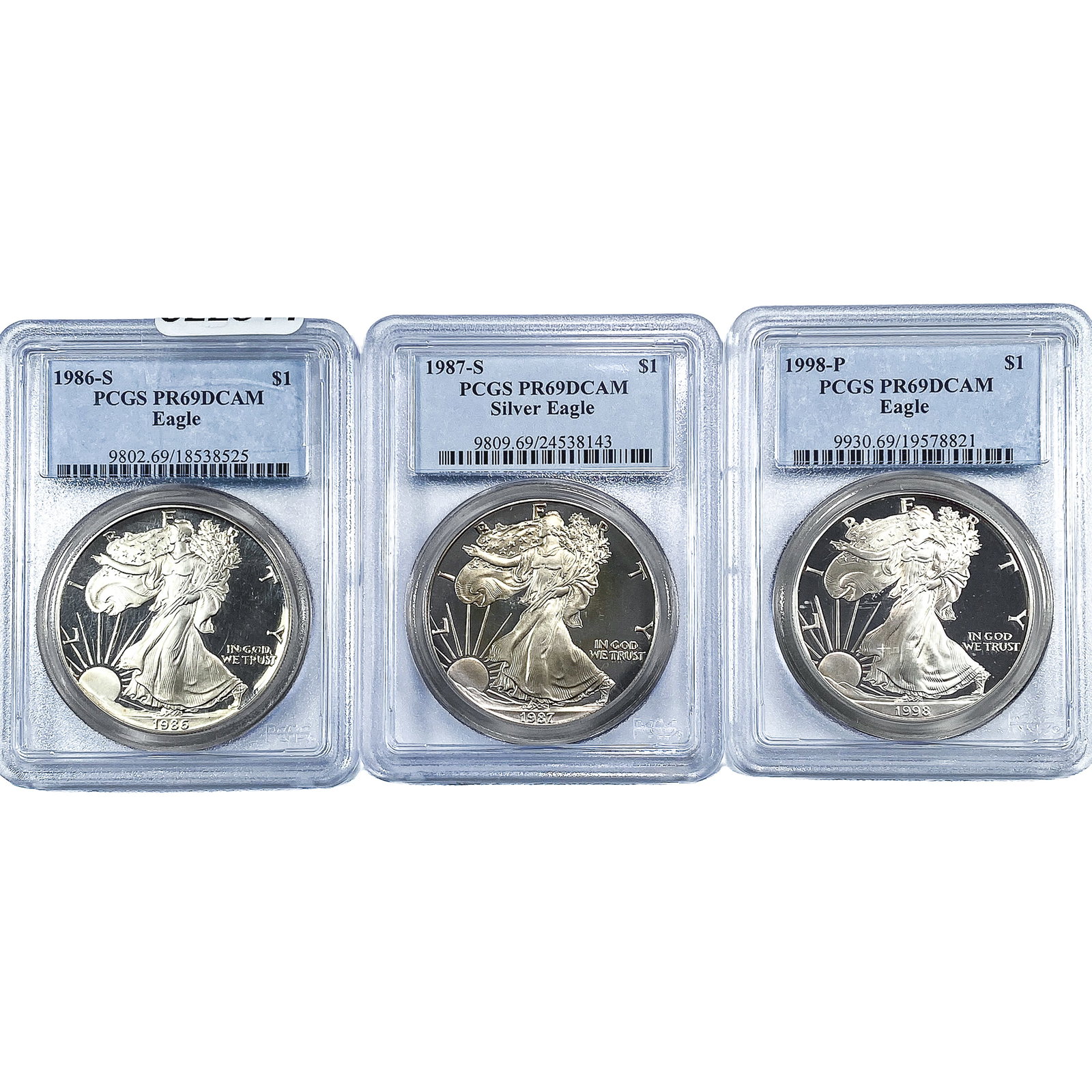 [3] 1986-1998 Silver Eagle PCGS PR69 DCAM: [3] 1986-1998 Silver Eagle PCGS PR69 DCAM