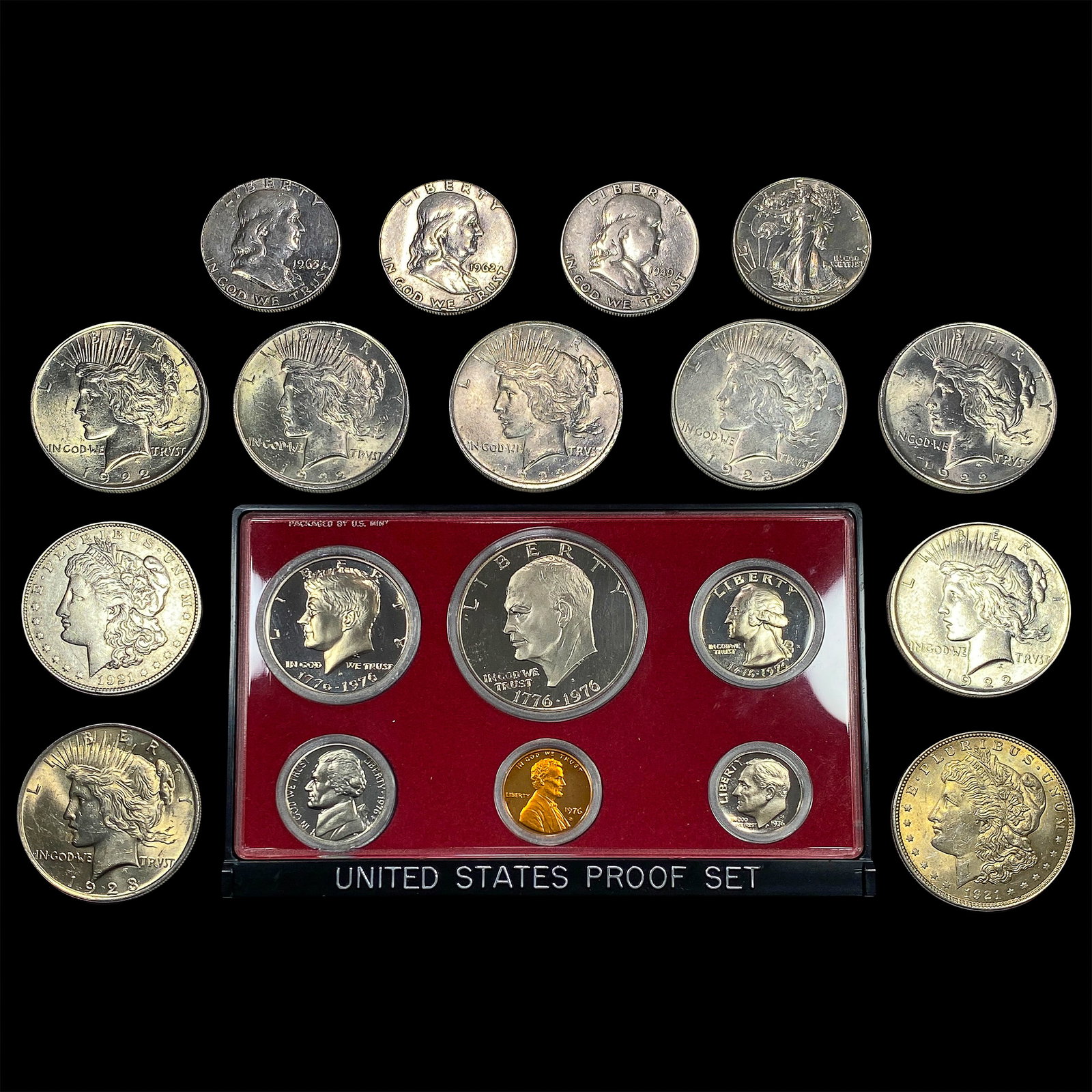 [19]1921-1976 U.S. Proof Set&Silver Coin Lot 1C-$1: [19]1921-1976 U.S. Proof Set&Silver Coin Lot 1C-$1