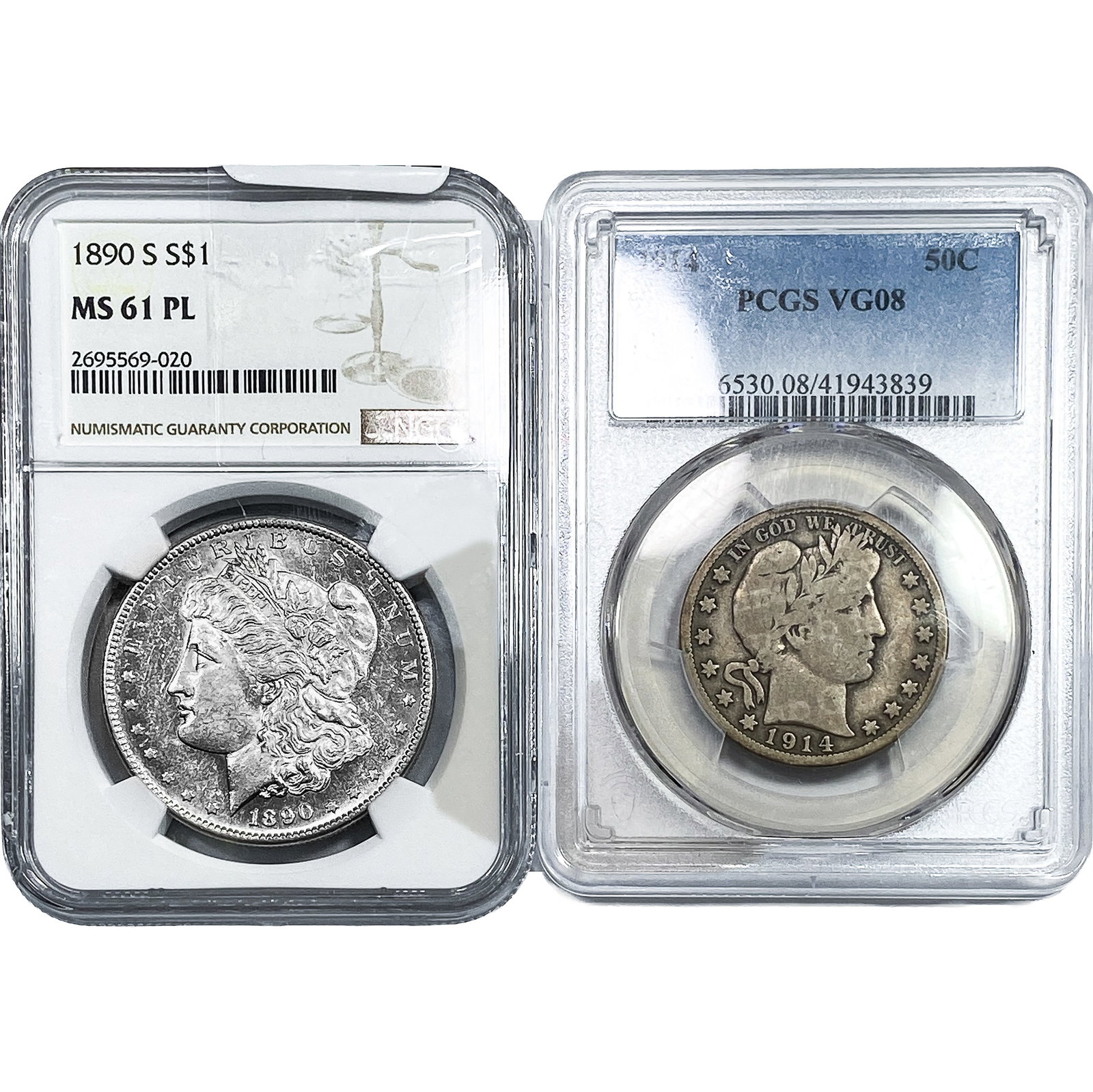 [2] 1890-1914 U.S. Silver Dollar & Half Dollar Lot NGC/PCGS: [2] 1890-1914 U.S. Silver Dollar & Half Dollar Lot NGC/PCGS