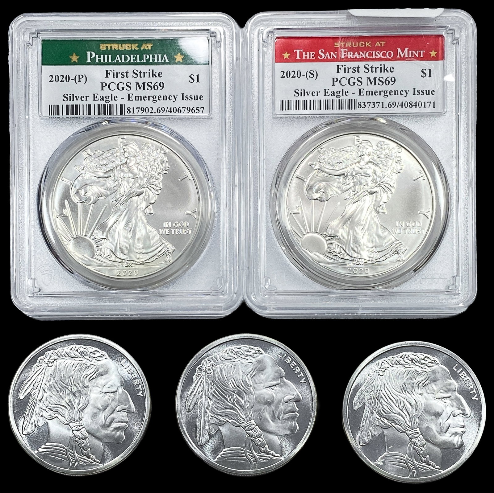 [5] U.S. Silver Eagle and 1oz Silver Buffalo Lot: [5] U.S. Silver Eagle and 1oz Silver Buffalo Lot