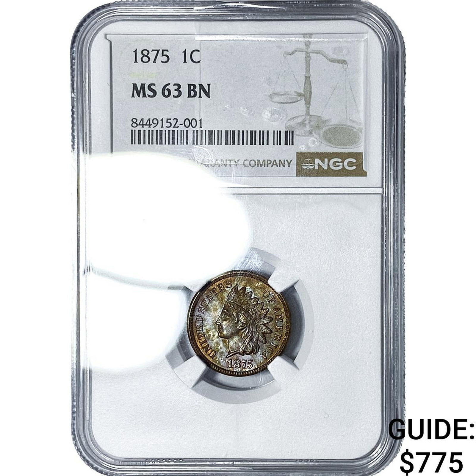 1875 Indian Head Cent NGC MS63 BN: 1875 Indian Head Cent NGC MS63 BN