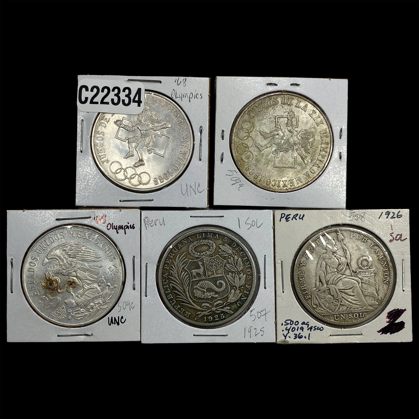 [5] 1925-1968 Mexico & Peru Silver Coin Lot (1 of 2)