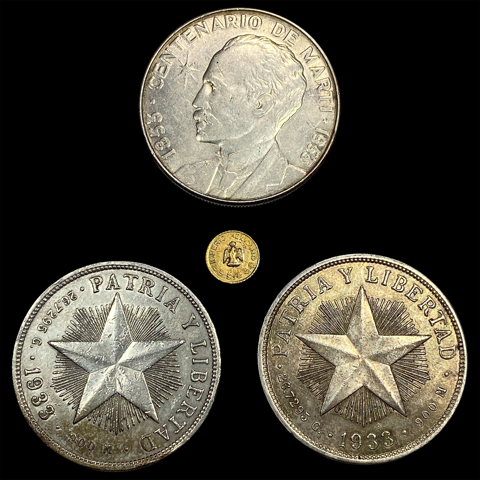 [4]1865-1935 Cuba Silver 1 Peso&Mexico Gold Token: [4]1865-1935 Cuba Silver 1 Peso&Mexico Gold Token