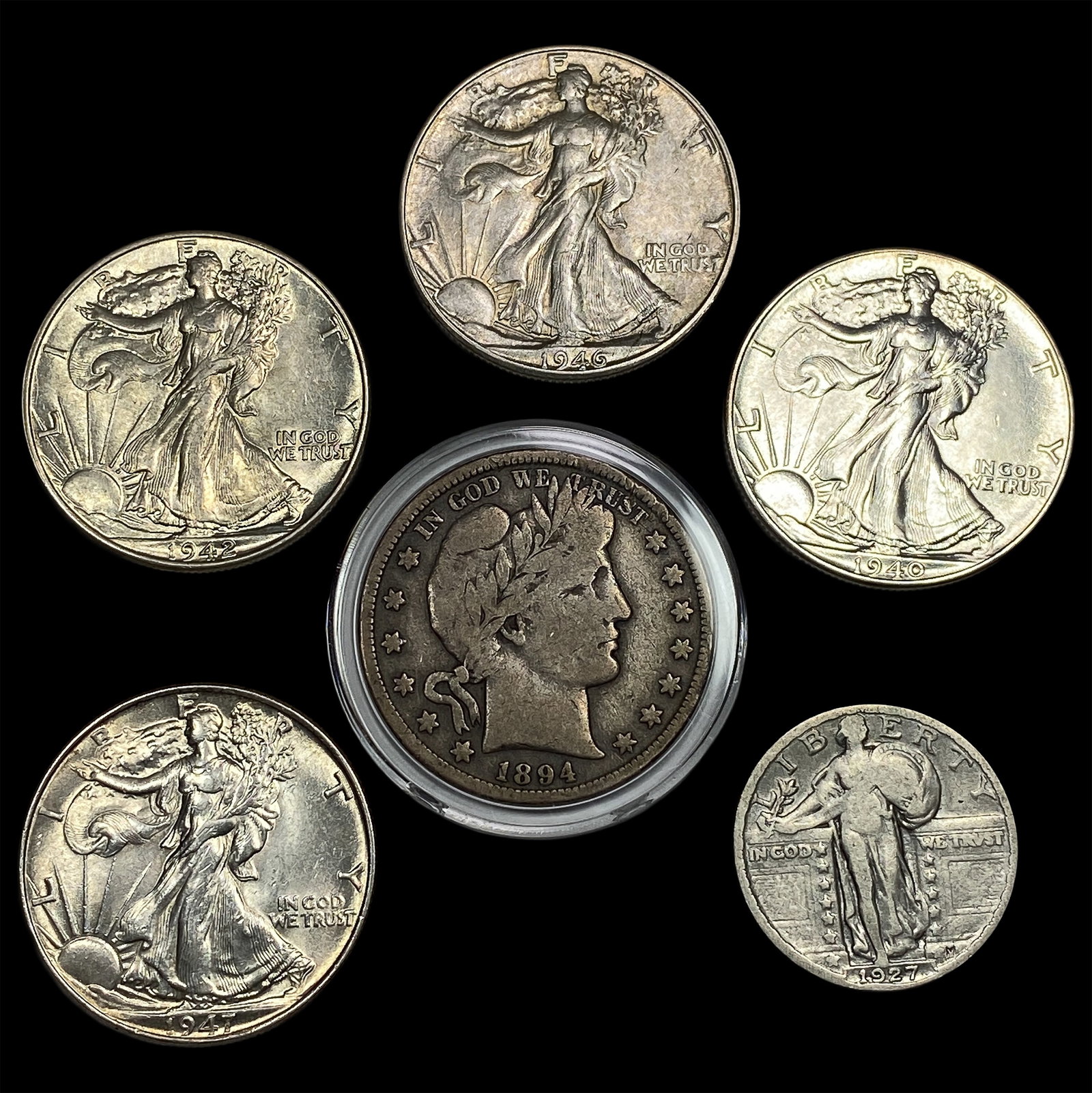 [6]1894-1947 U.S. Silver Quarter & Half Dollar Lot (1 of 2)