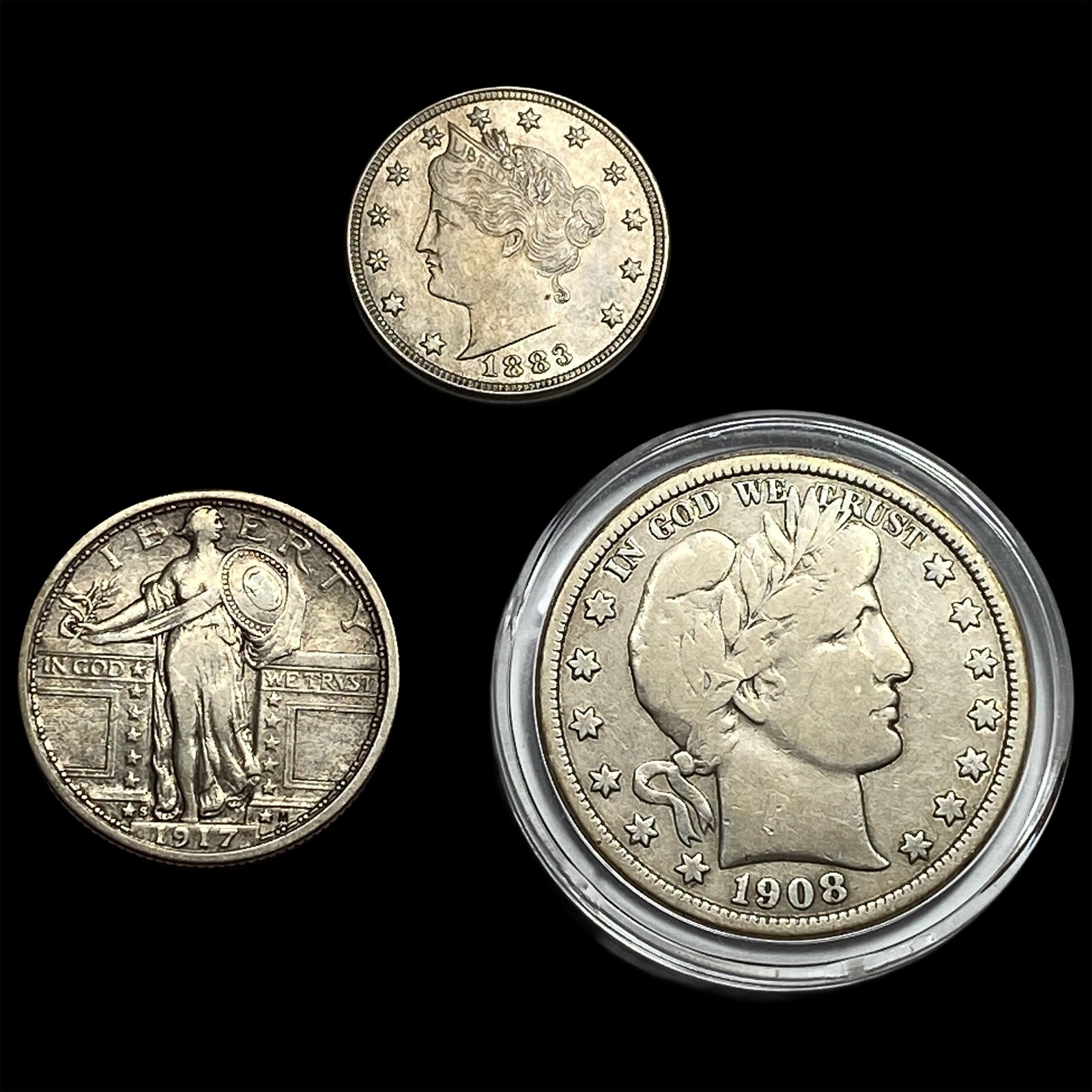 [3] 1883-1917 U.S. Coin Lot 5C, 25C & 50C (1 of 2)