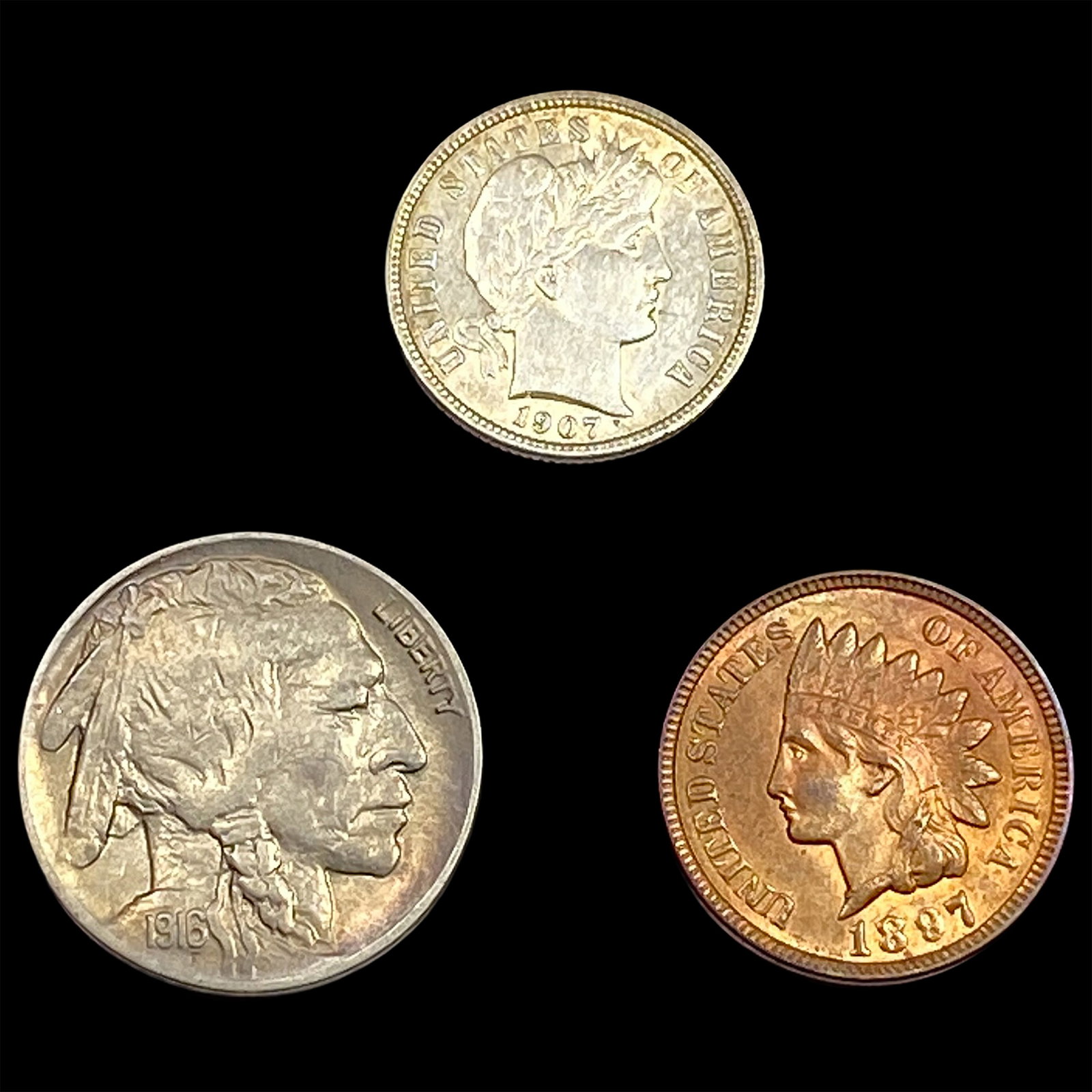 [3] 1897-1916 U.S. Coin Lot 1C, 5C, & 10C (1 of 2)