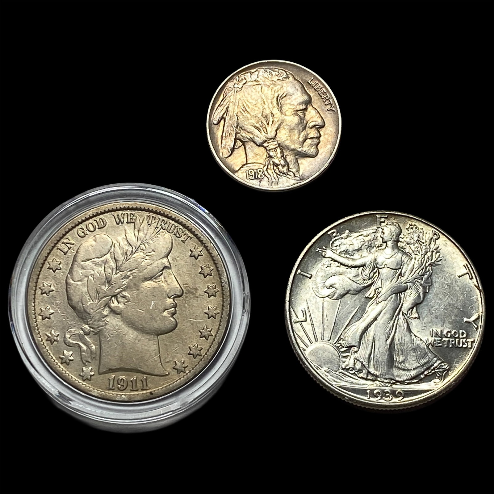 [3] 1911-1939 U.S. Coin Lot 5C & 50C: [3] 1911-1939 U.S. Coin Lot 5C & 50C