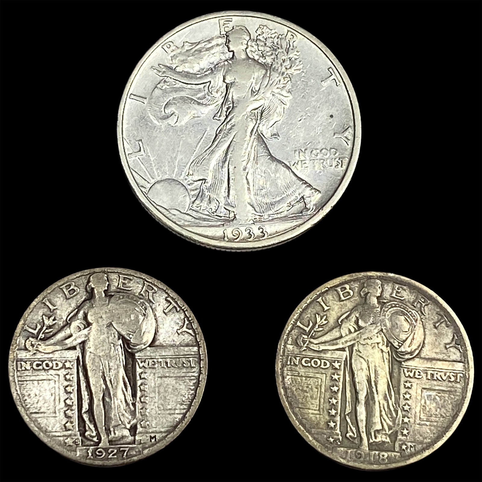 [3] 1918-1933 U.S. Silver Coin Lot 25C & 50C: [3] 1918-1933 U.S. Silver Coin Lot 25C & 50C