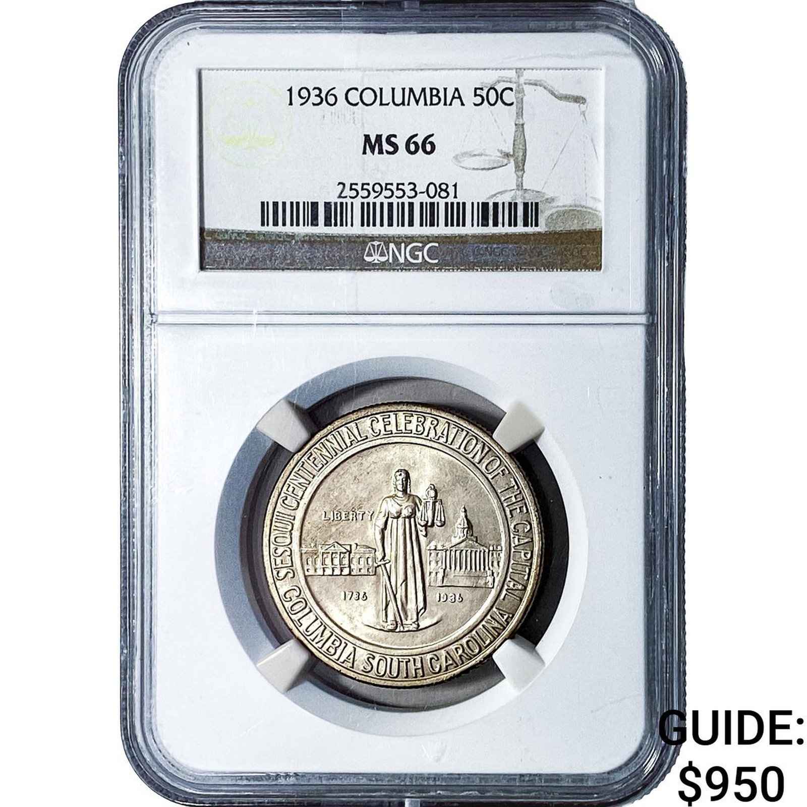1936 Columbia Half Dollar NGC MS66: 1936 Columbia Half Dollar NGC MS66