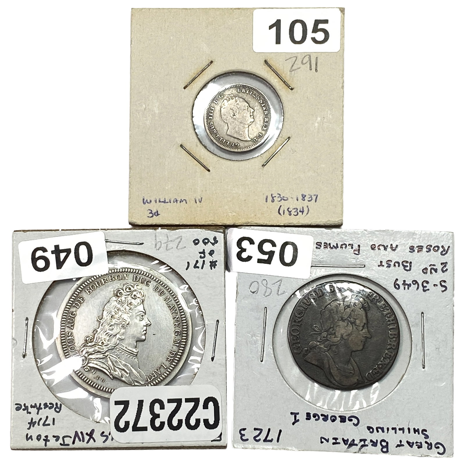 [3]1714-1834 France&Great Britain Silver Coin Lot: [3]1714-1834 France&Great Britain Silver Coin Lot