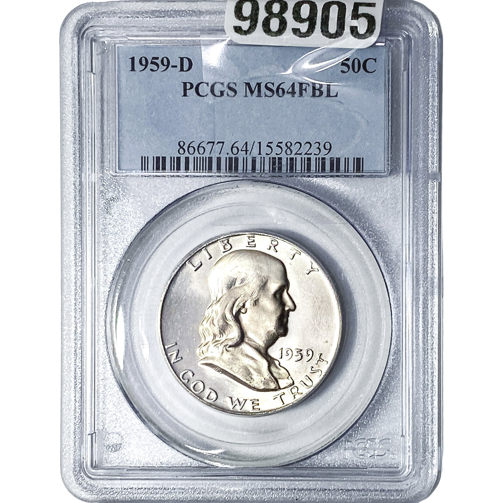 1959-D Franklin Half Dollar PCGS MS64 FBL: 1959-D Franklin Half Dollar PCGS MS64 FBL