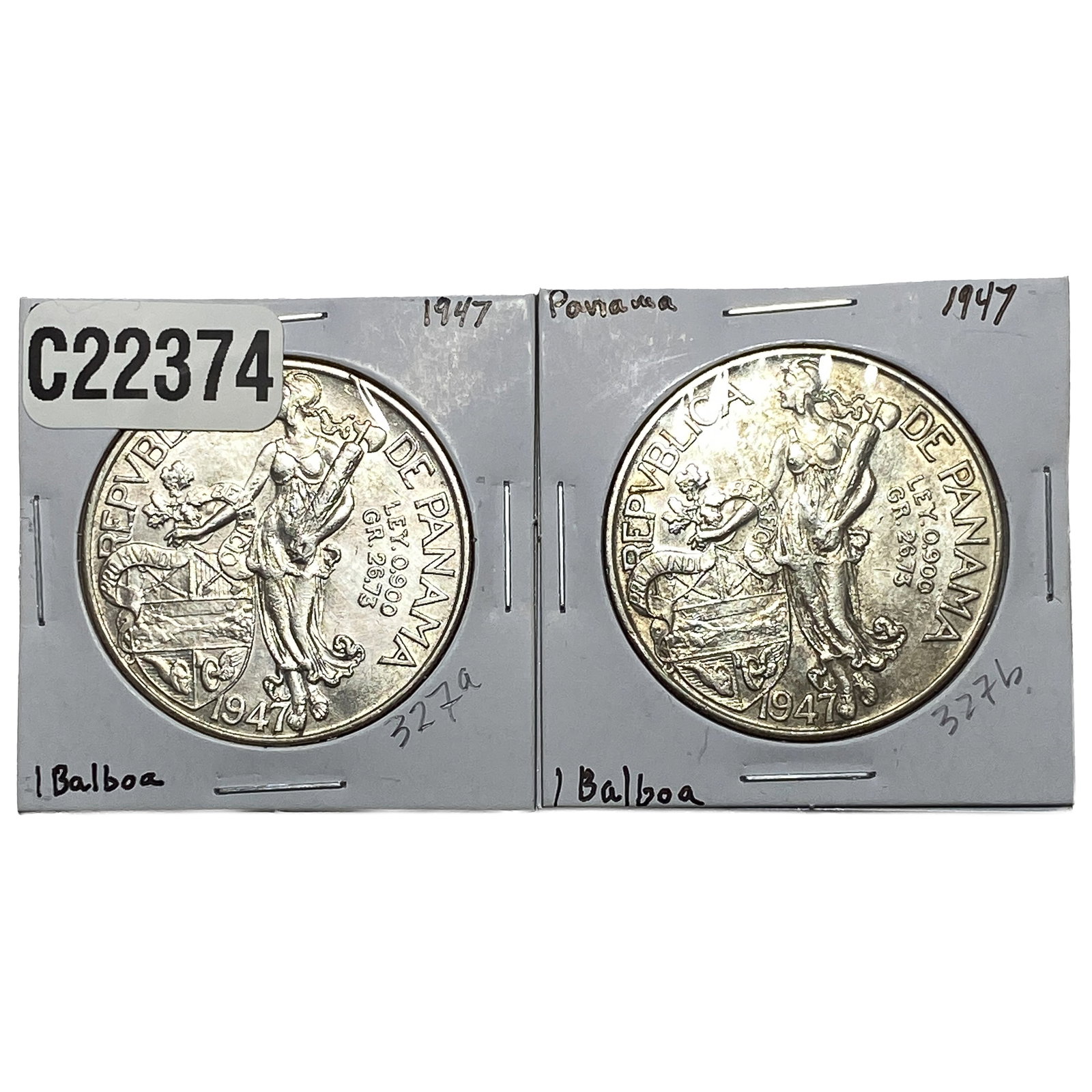 [2] 1947 Panama Silver 1 Balboa: [2] 1947 Panama Silver 1 Balboa