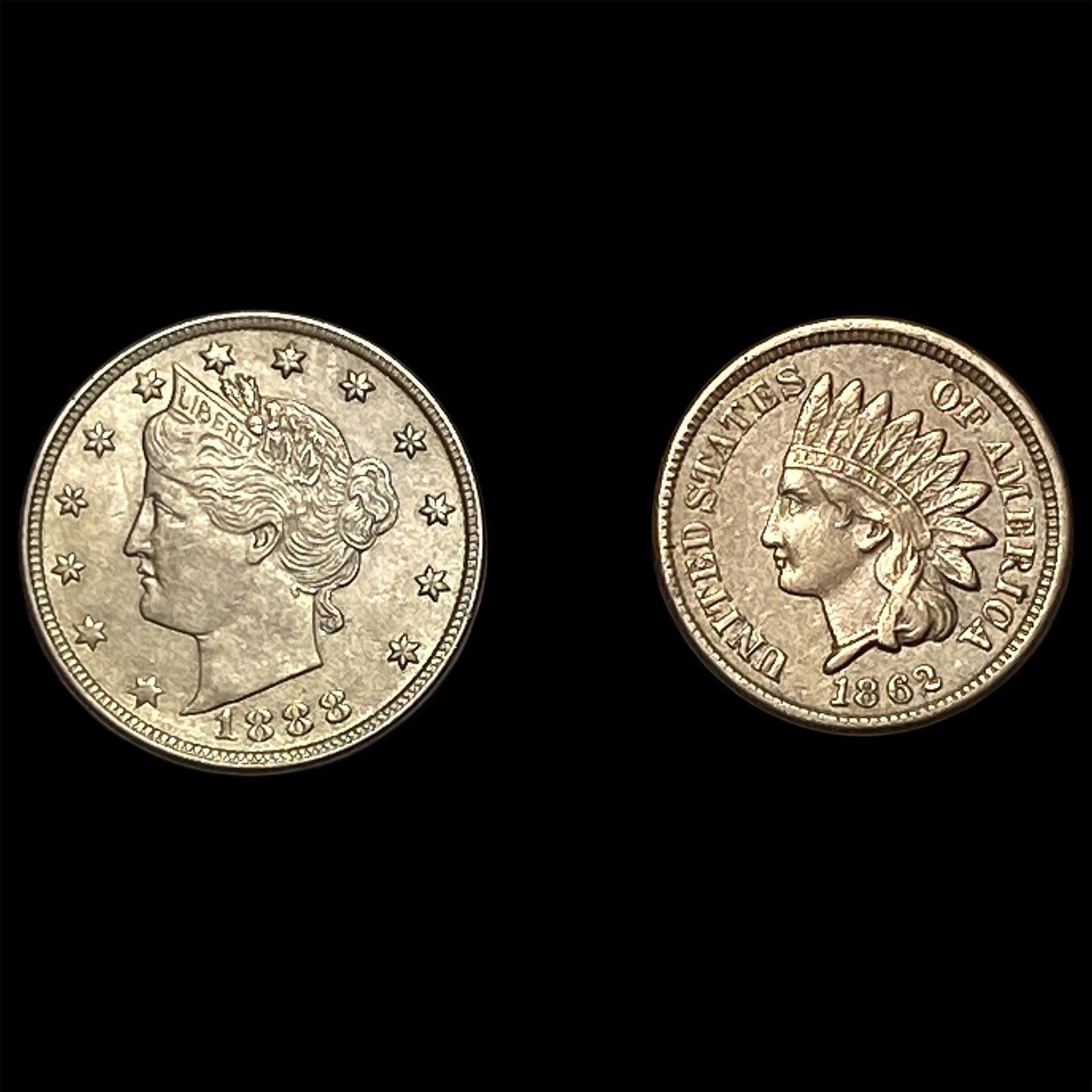 [2] 1862-1888 U.S. Coin Lot 1C & 5C: [2] 1862-1888 U.S. Coin Lot 1C & 5C