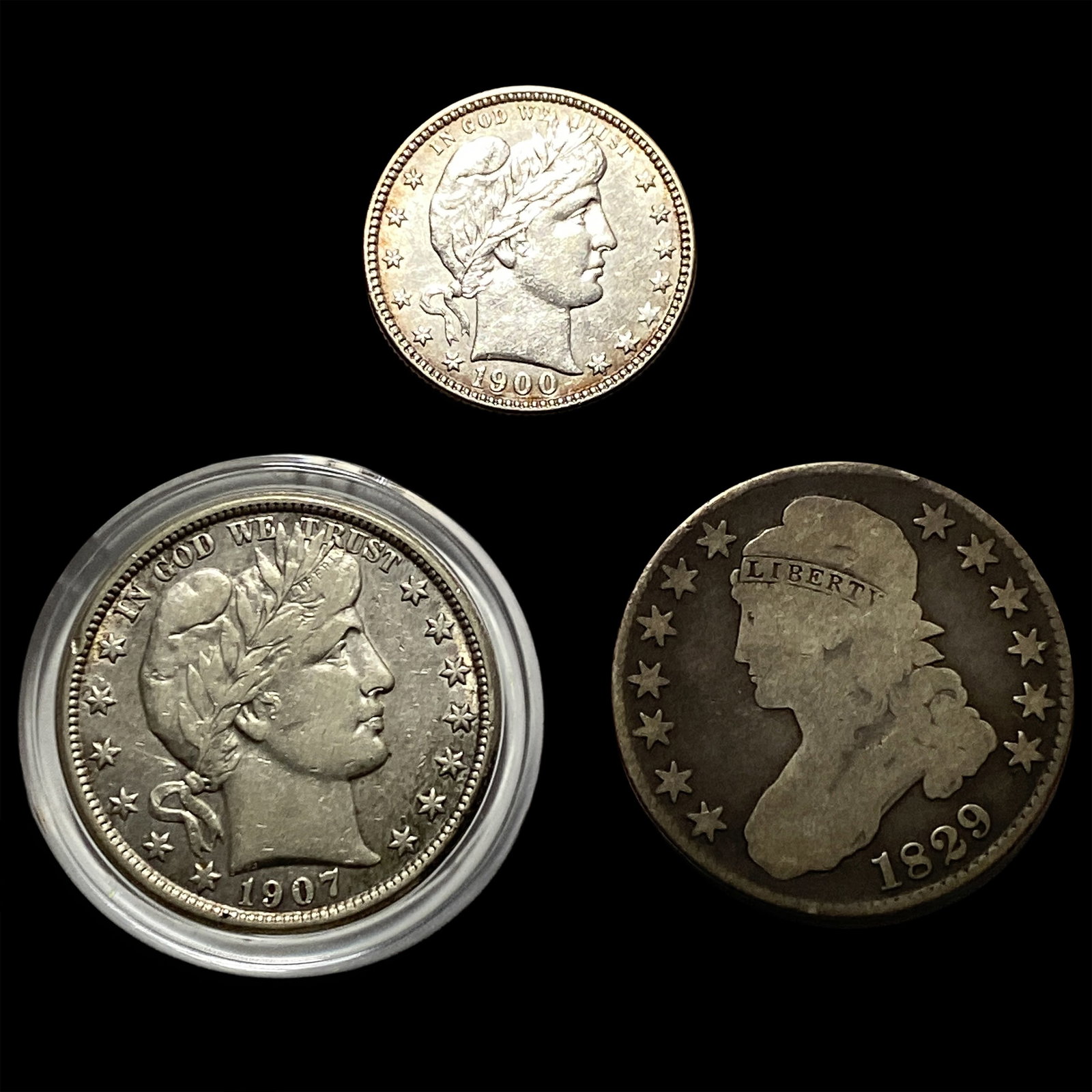 [3] 1829-1907 U.S. Coin Lot 25C & 50C (1 of 2)