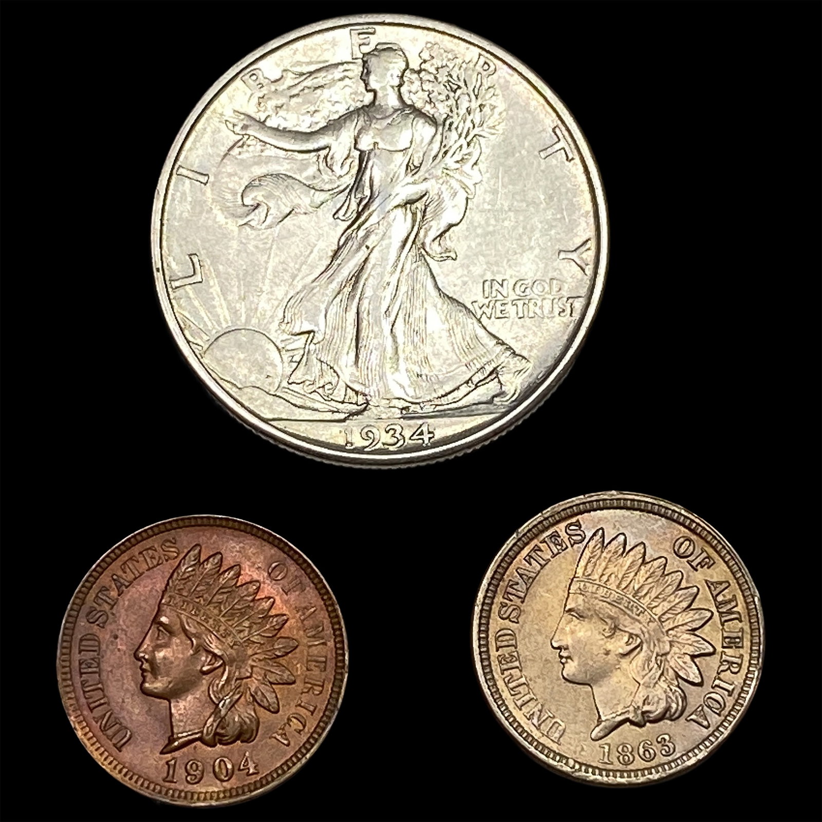 [3] 1863-1934 U.S. Coin Lot 1C & 50C (1 of 2)