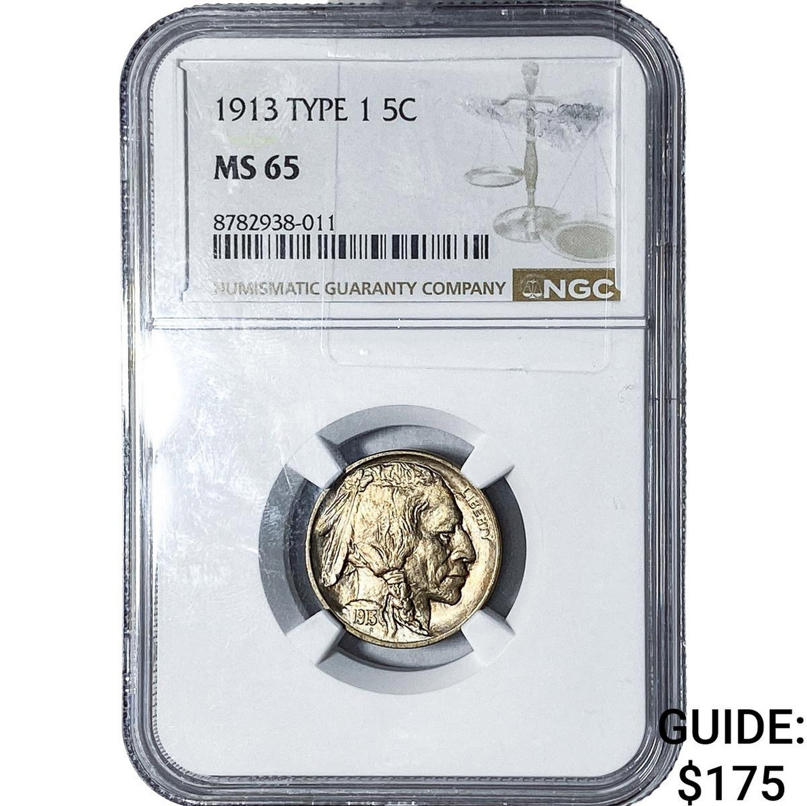 1913 Buffalo Nickel NGC MS65 Type 1: 1913 Buffalo Nickel NGC MS65 Type 1