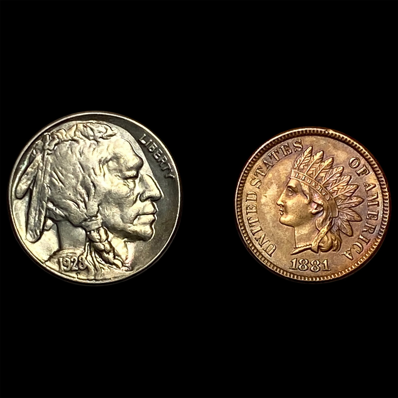 [2] 1881-1928 U.S. Coin Lot 1C & 5C: [2] 1881-1928 U.S. Coin Lot 1C & 5C