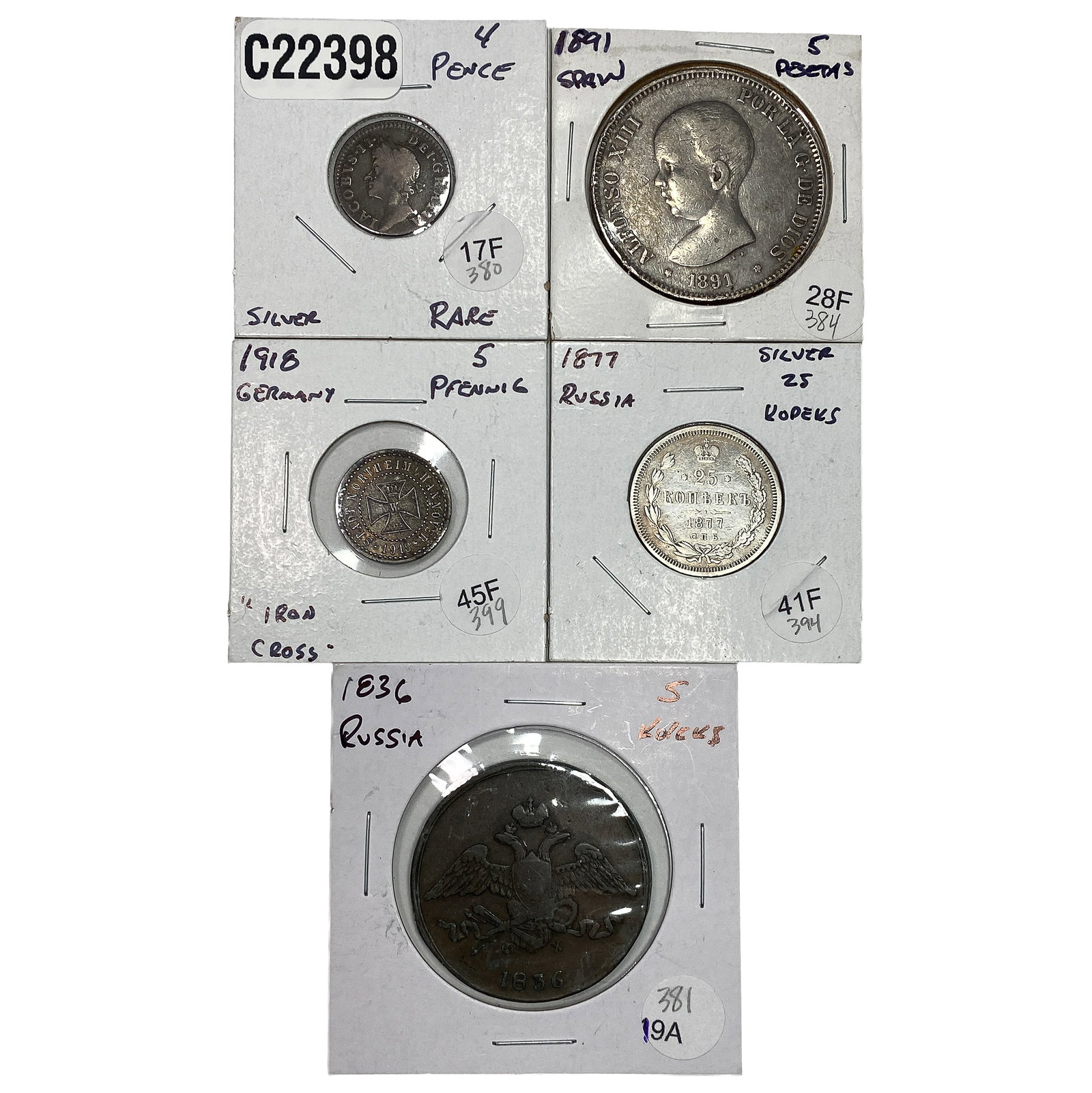 [5] 1687-1918 Foreign Coin Lot (1 of 2)