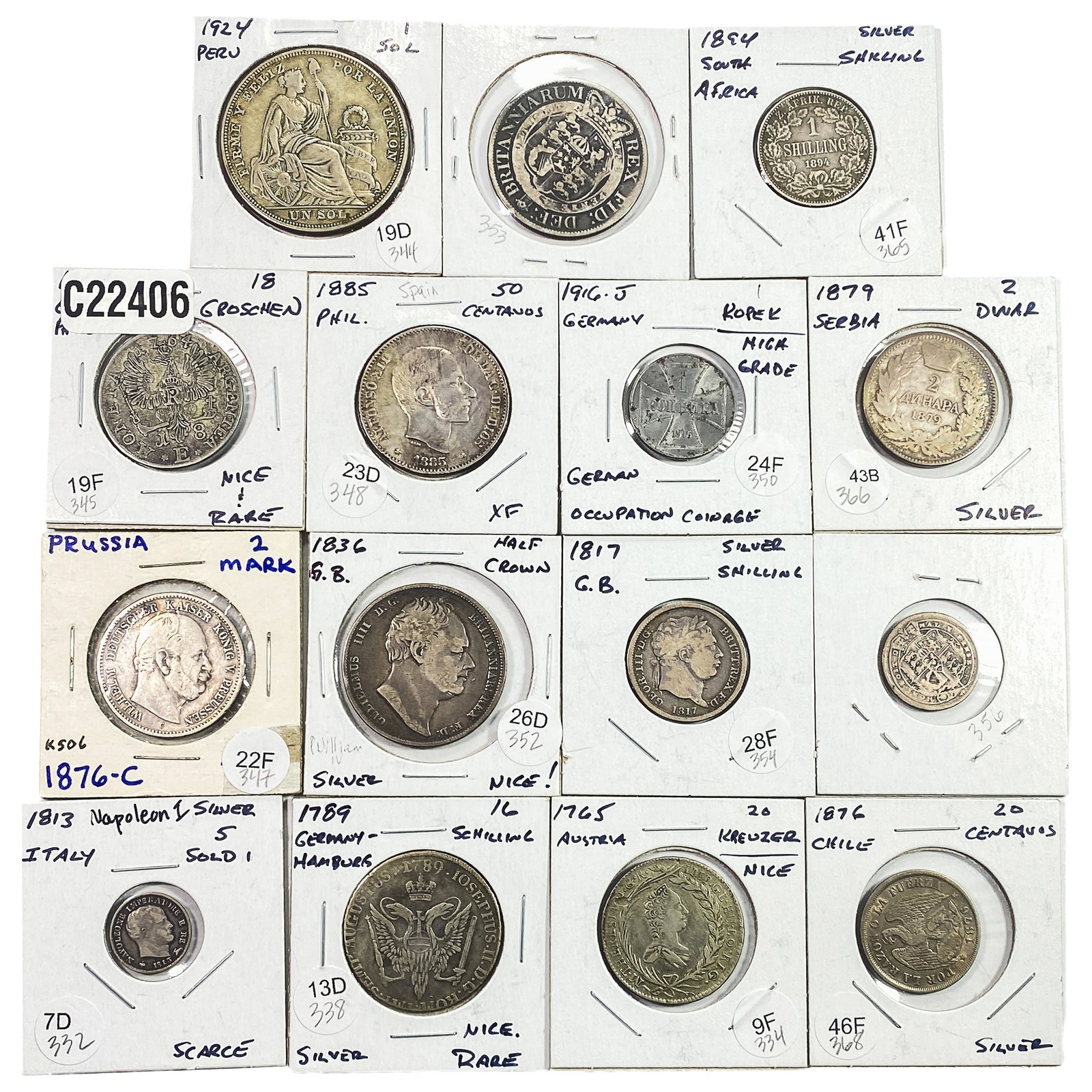 [15] 1764-1924 Foreign Coin Lot (1 of 2)