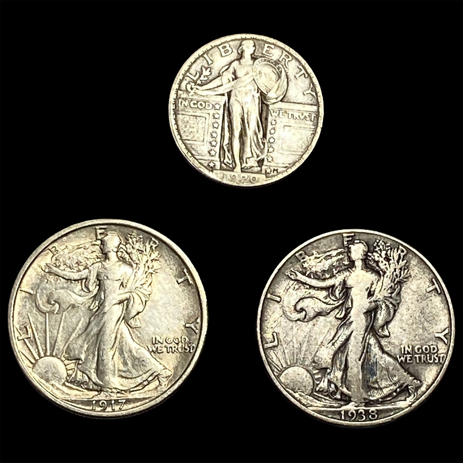 [3] 1917-1938 U.S. Silver Coin Lot 25C & 50C: [3] 1917-1938 U.S. Silver Coin Lot 25C & 50C