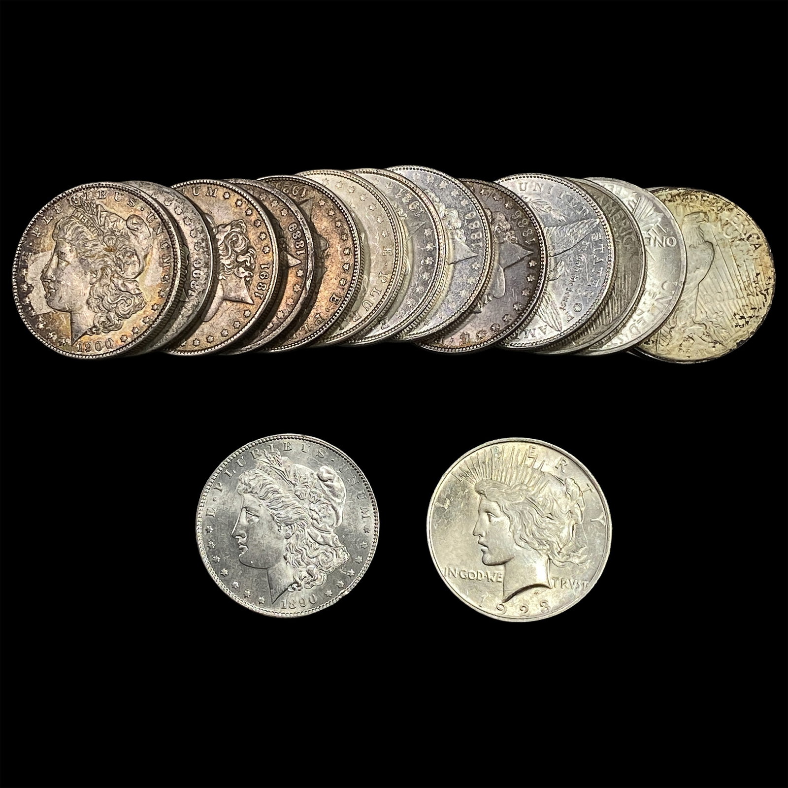 [15] 1883-1923 Morgan & Peace Silver Dollar Lot: [15] 1883-1923 Morgan & Peace Silver Dollar Lot