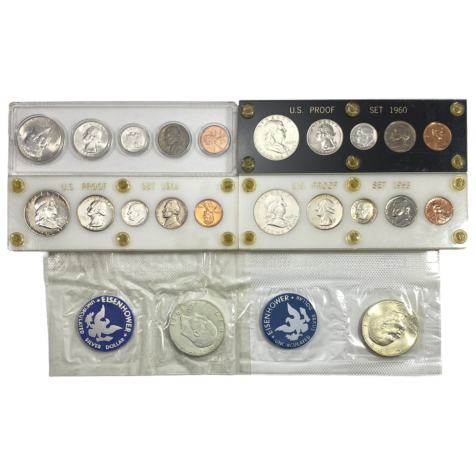 [22]1960-1964 U.S. Proof Sets&Eisenhouer Silver $1: [22]1960-1964 U.S. Proof Sets&Eisenhouer Silver $1