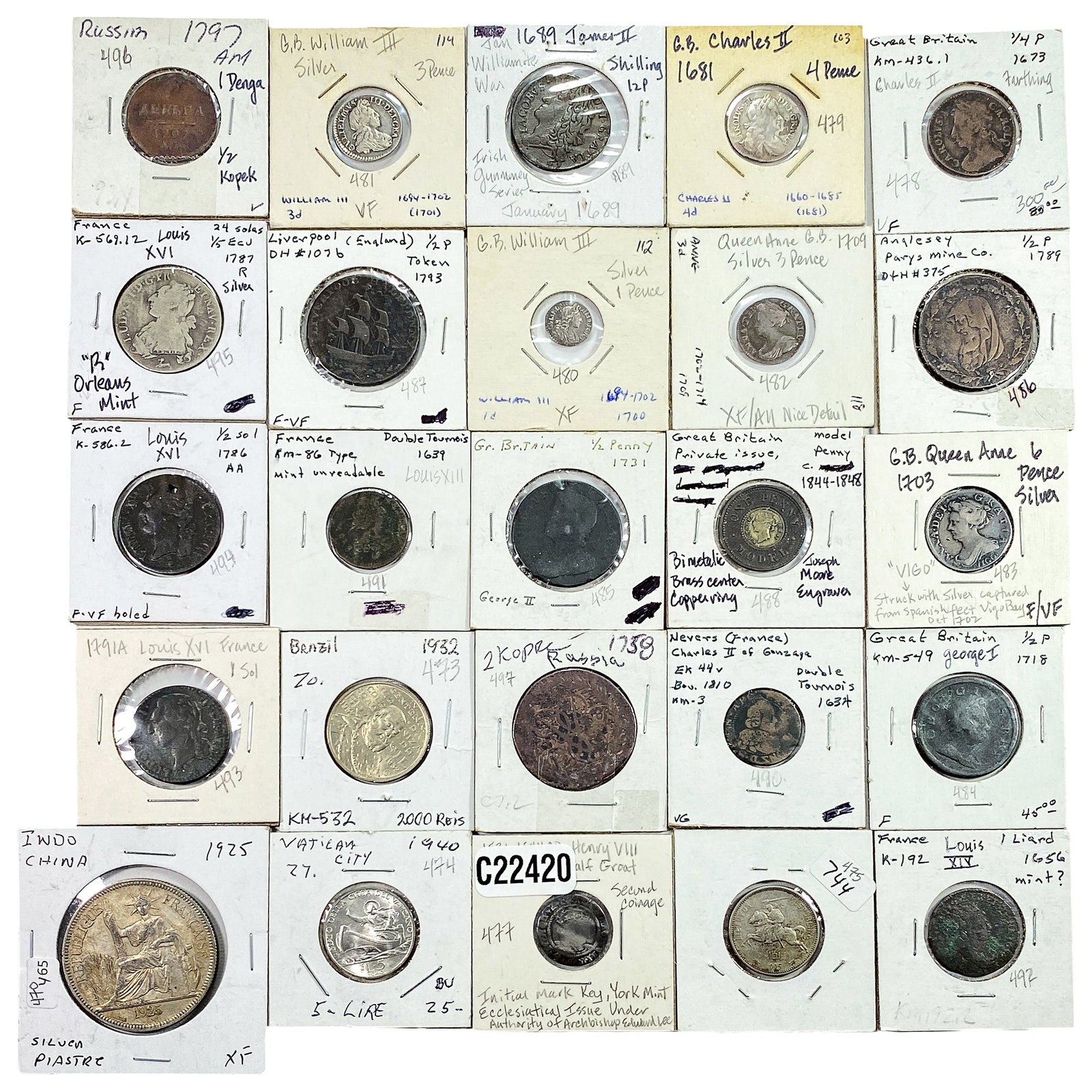[25] 1531-1940 Foreign Coin Lot (1 of 2)