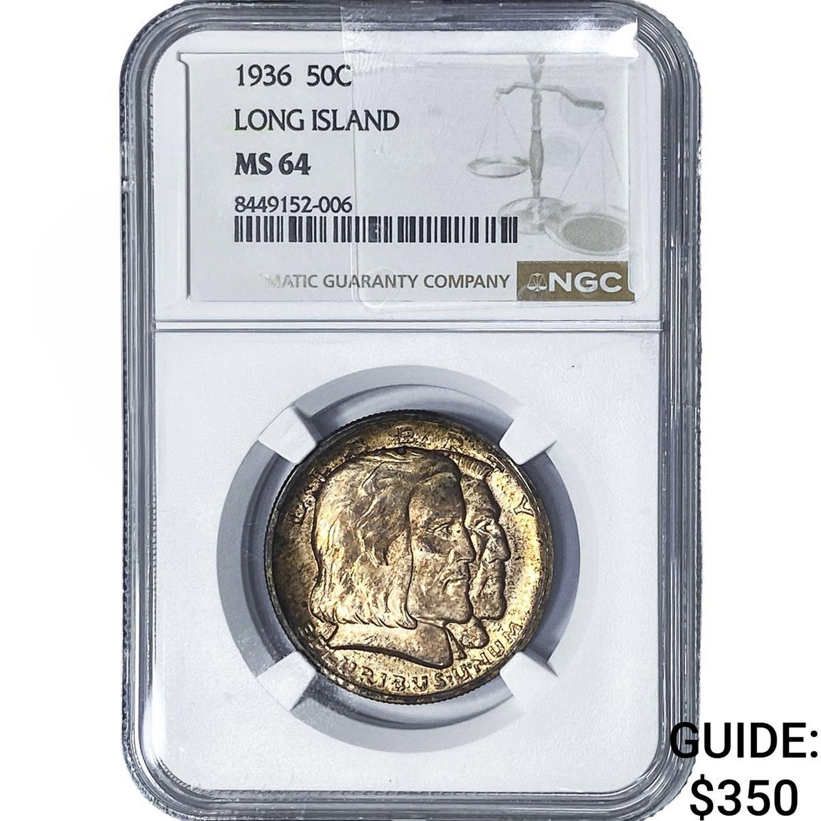 1936 Long Island Half Dollar NGC MS64: 1936 Long Island Half Dollar NGC MS64
