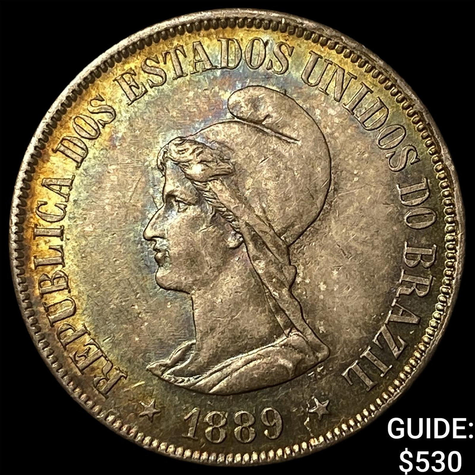 1889 Brazil Silver 500 Reis: 1889 Brazil Silver 500 Reis