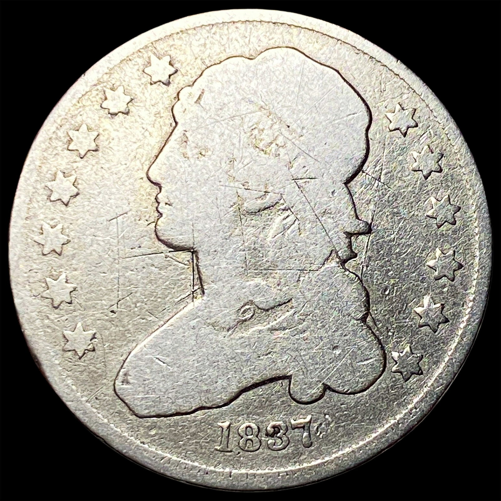 1837 Capped Bust Silver Quarter NICELY CIRCULATED: 1837 Capped Bust Silver Quarter NICELY CIRCULATED