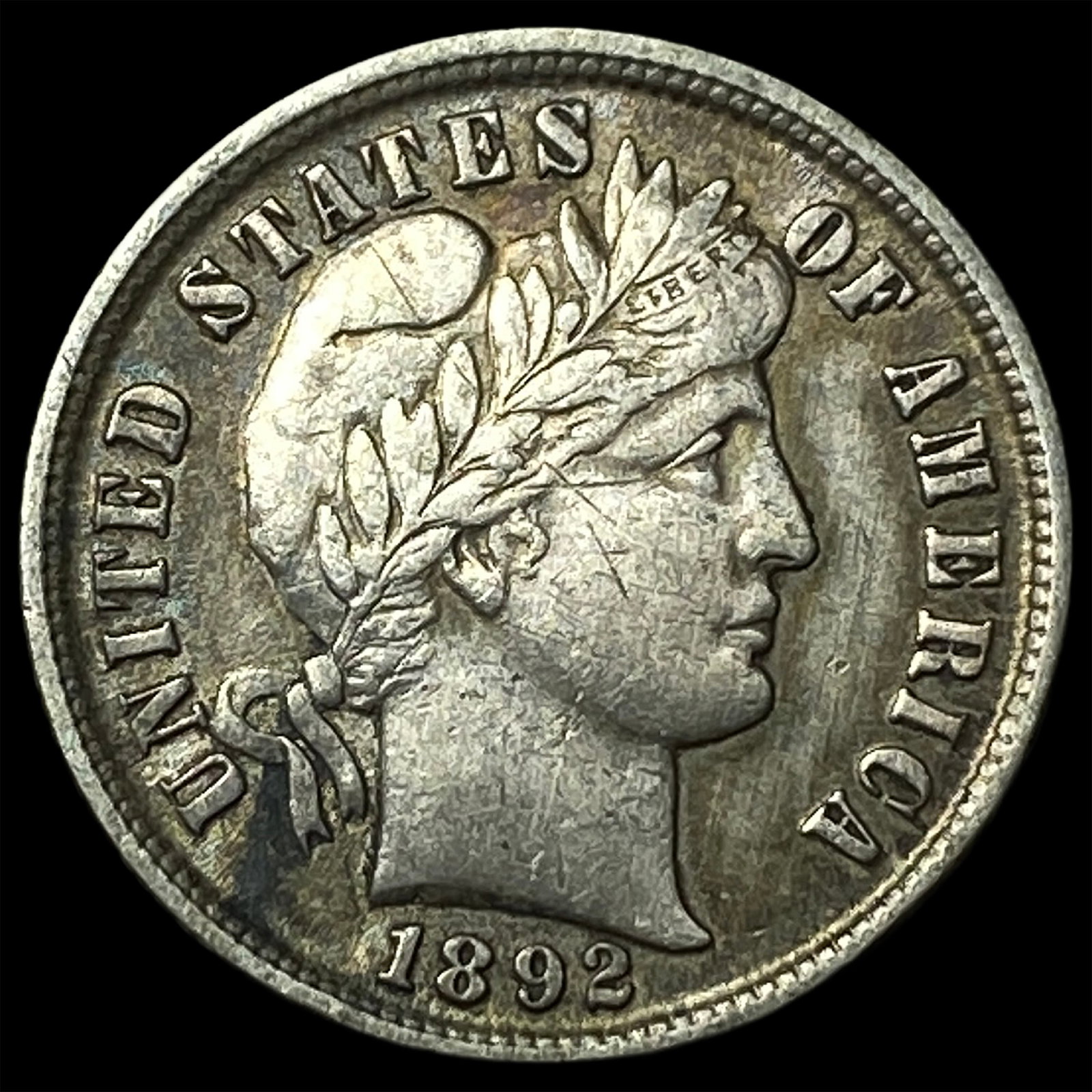 1892 Silver Barber Dime NEARLY UNCIRCULATED: 1892 Silver Barber Dime NEARLY UNCIRCULATED