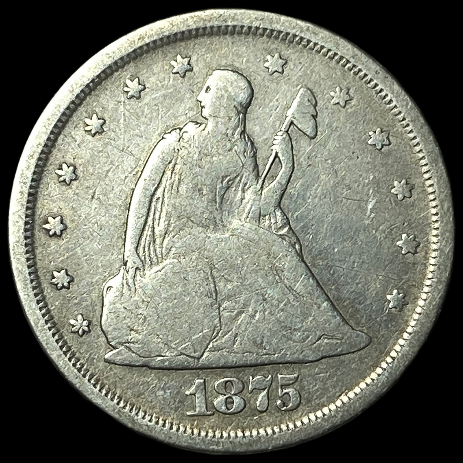 1875-S Silver Twenty Cents Piece LIGHTLY CIRCULATED: 1875-S Silver Twenty Cents Piece LIGHTLY CIRCULATED
