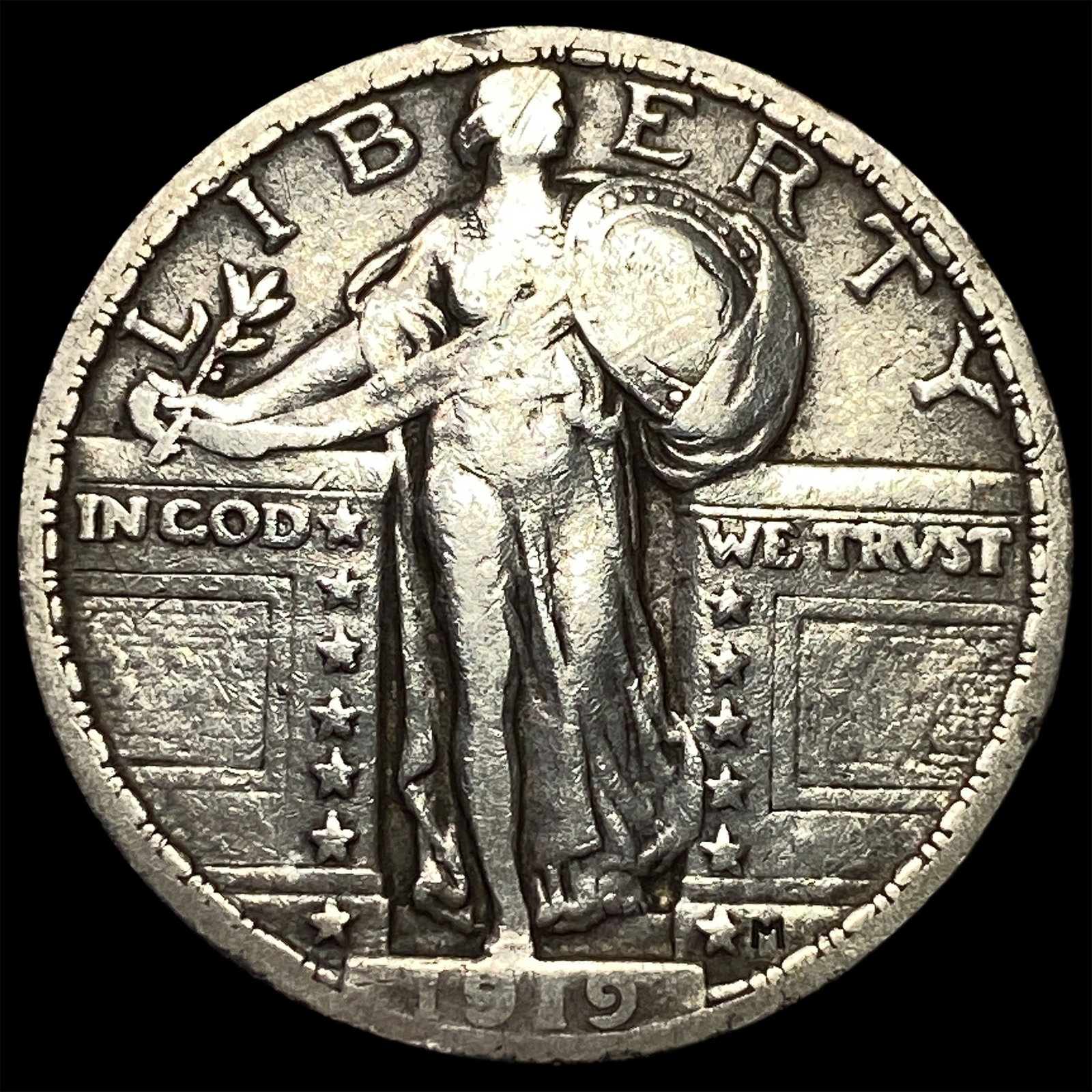 1919 Silver Standing Liberty Quarter NEARLY UNCIRCULATED: 1919 Silver Standing Liberty Quarter NEARLY UNCIRCULATED