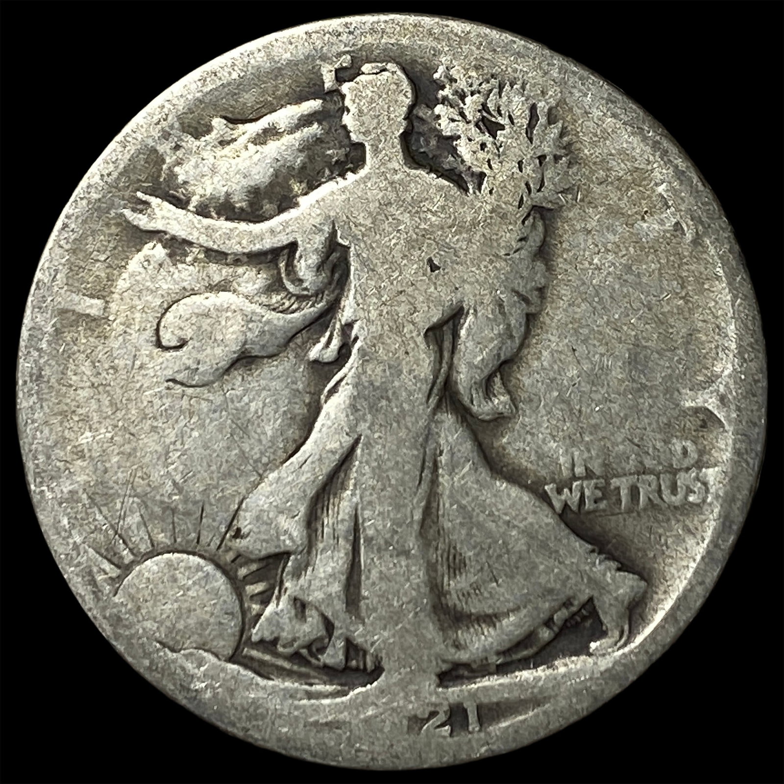 1921-D Silver Walking Liberty Half Dollar NICELY CIRCULATED: 1921-D Silver Walking Liberty Half Dollar NICELY CIRCULATED