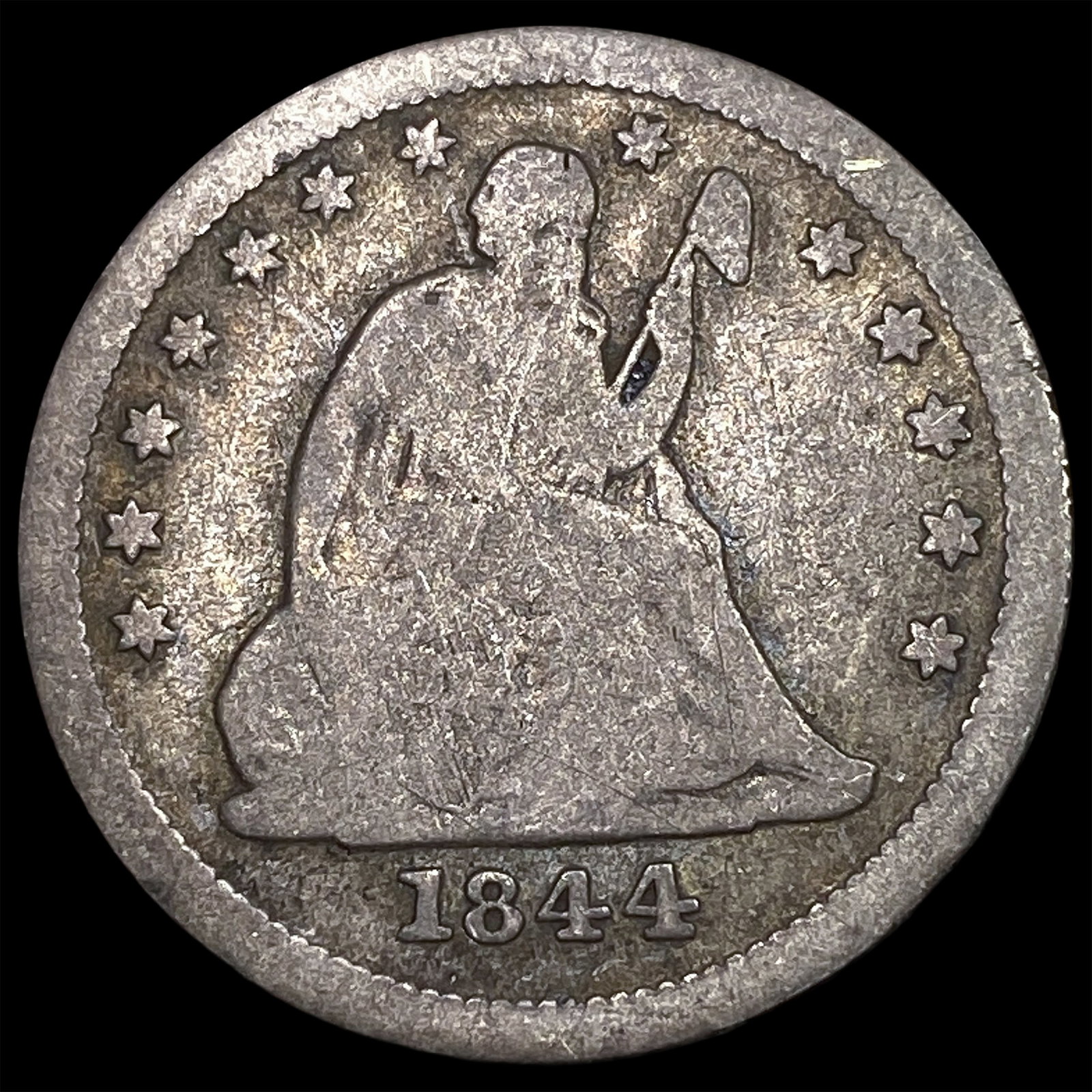 1844-O Silver Seated Liberty Quarter NICELY CIRCULATED: 1844-O Silver Seated Liberty Quarter NICELY CIRCULATED