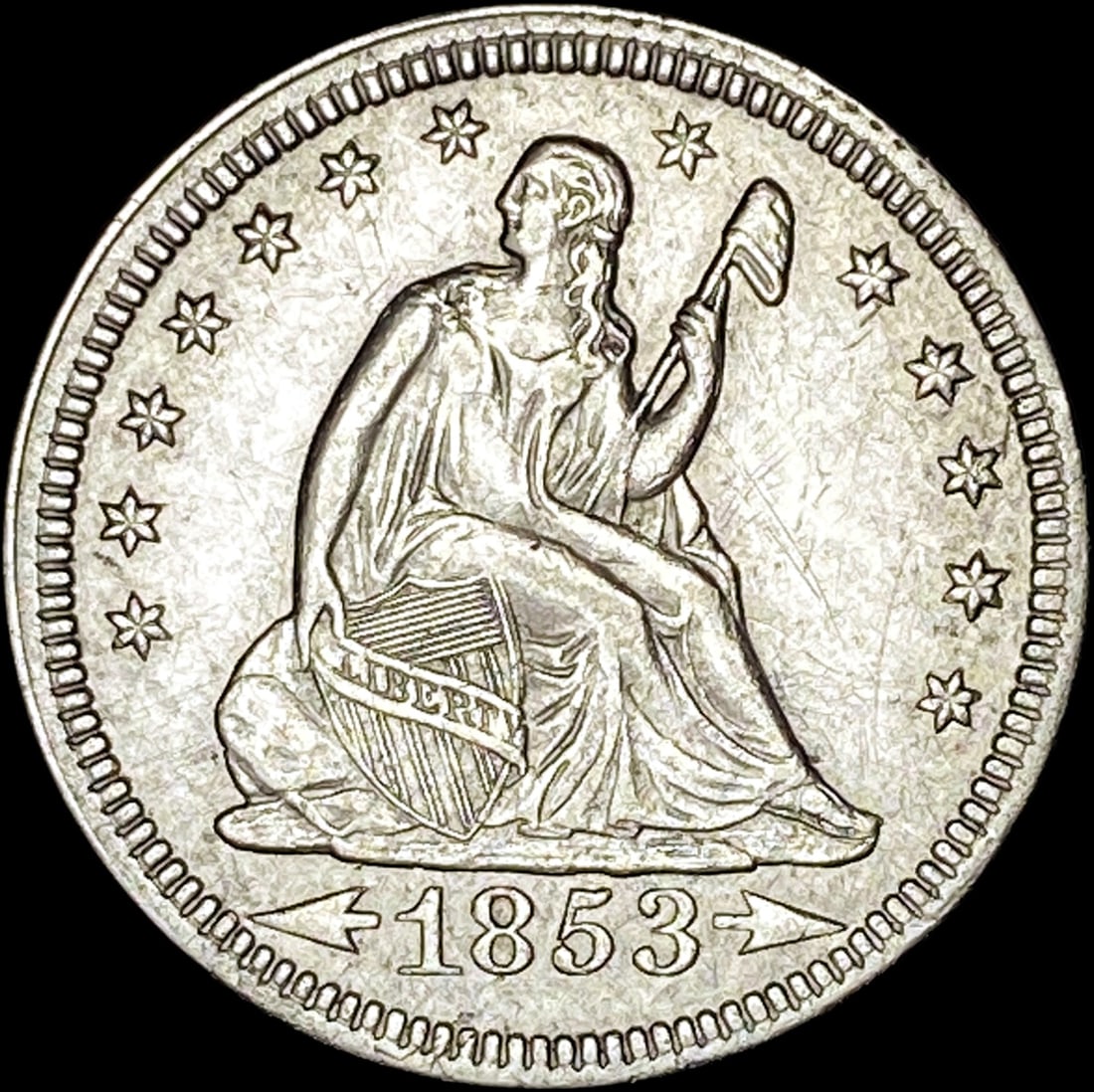 1853 Arrows/Rays Seated Liberty Quarter UNCIRCULATED: 1853 Arrows/Rays Seated Liberty Quarter UNCIRCULATED