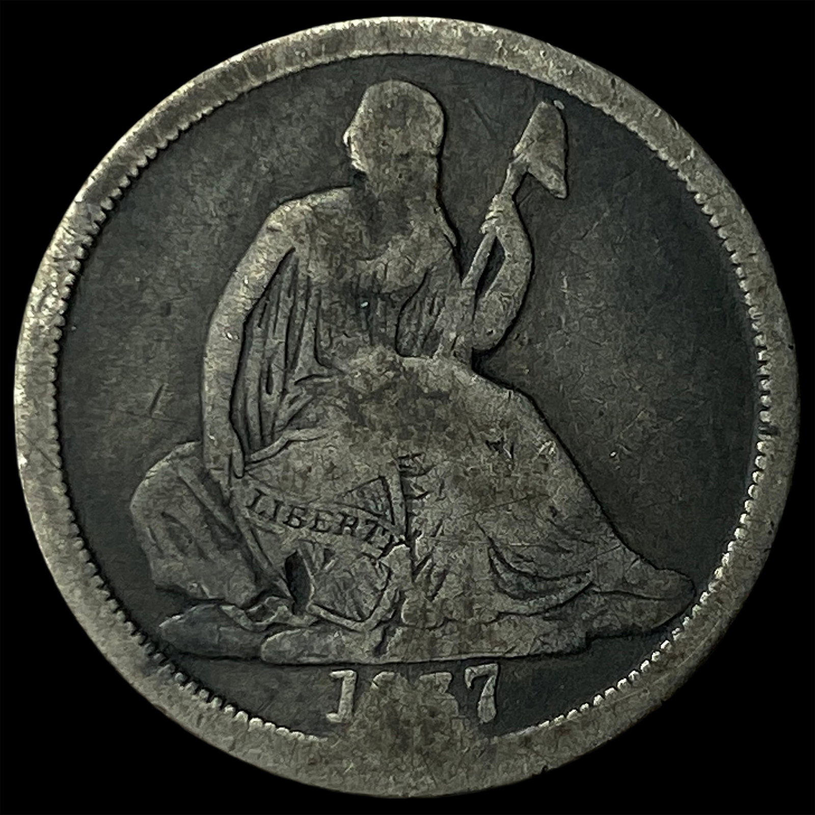 1837 Silver Seated Liberty Dime LIGHTLY CIRCULATED: 1837 Silver Seated Liberty Dime LIGHTLY CIRCULATED