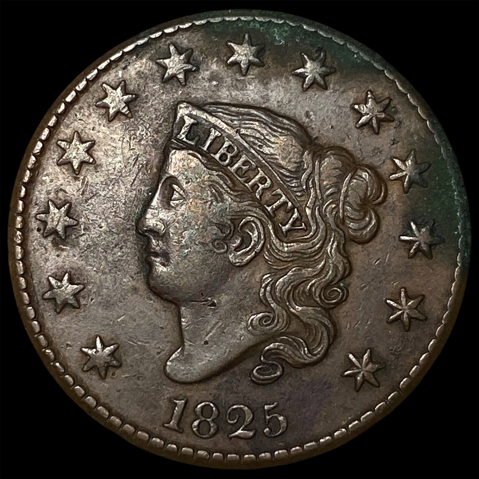 1825 Coronet Head Large Cent NEARLY UNCIRCULATED: 1825 Coronet Head Large Cent NEARLY UNCIRCULATED