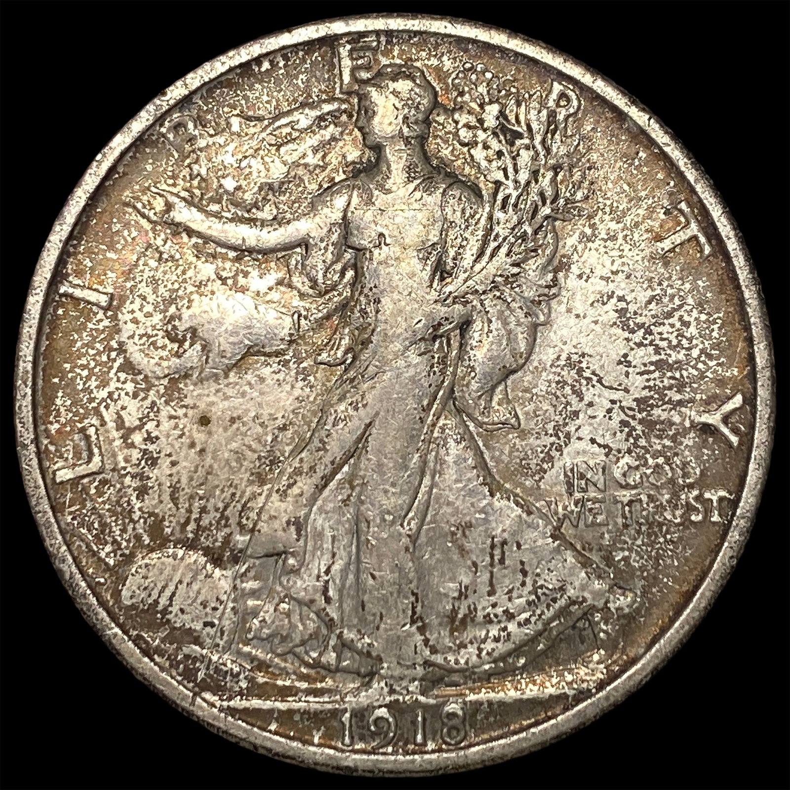 1918 Silver Walking Liberty Half Dollar ABOUT UNCIRCULATED: 1918 Silver Walking Liberty Half Dollar ABOUT UNCIRCULATED
