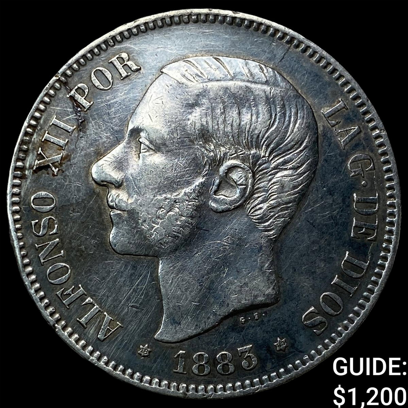 1883MSM Spain Silver 5 Pesetas: 1883MSM Spain Silver 5 Pesetas