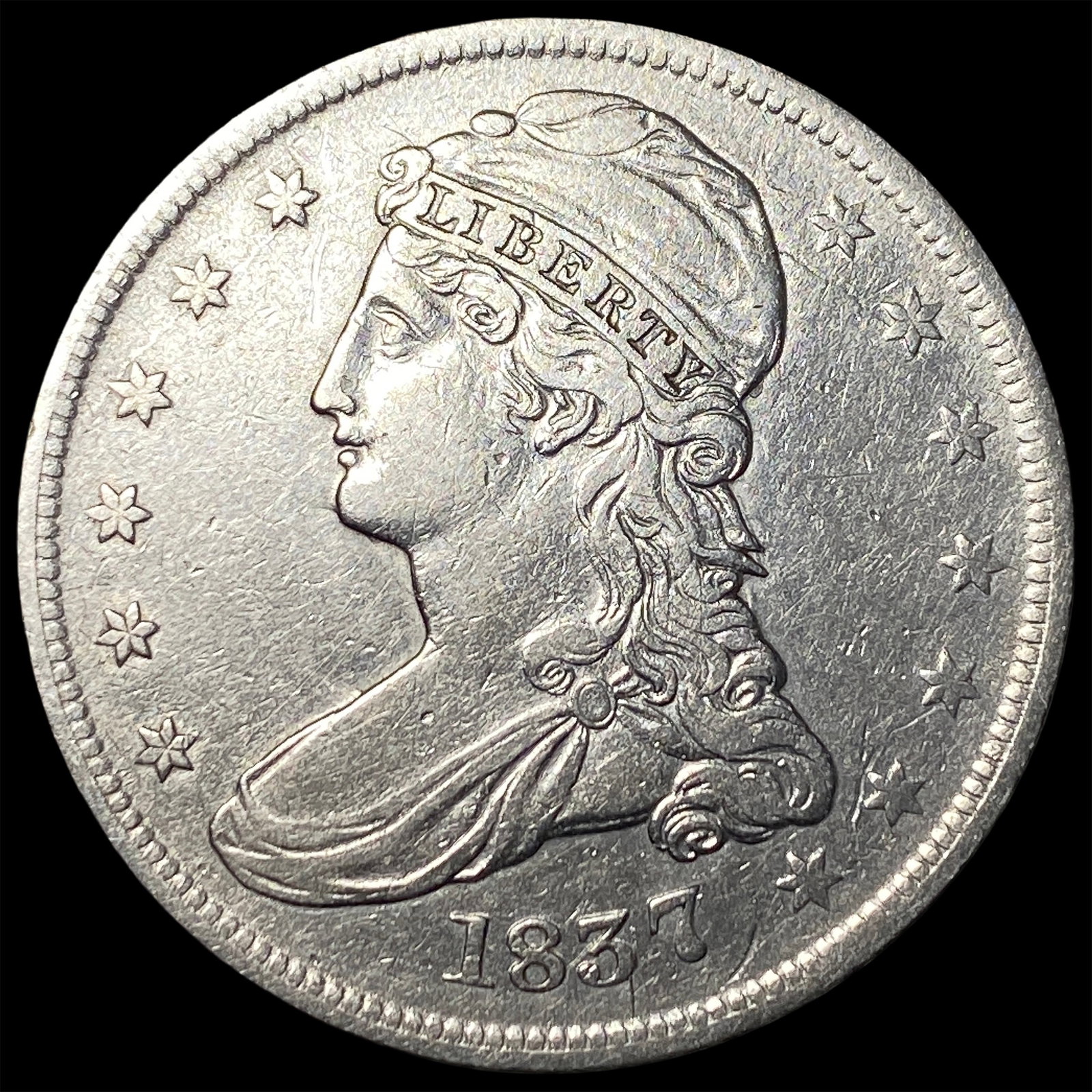 1837 Capped Bust Half Dollar CLOSELY UNCIRCULATED: 1837 Capped Bust Half Dollar CLOSELY UNCIRCULATED