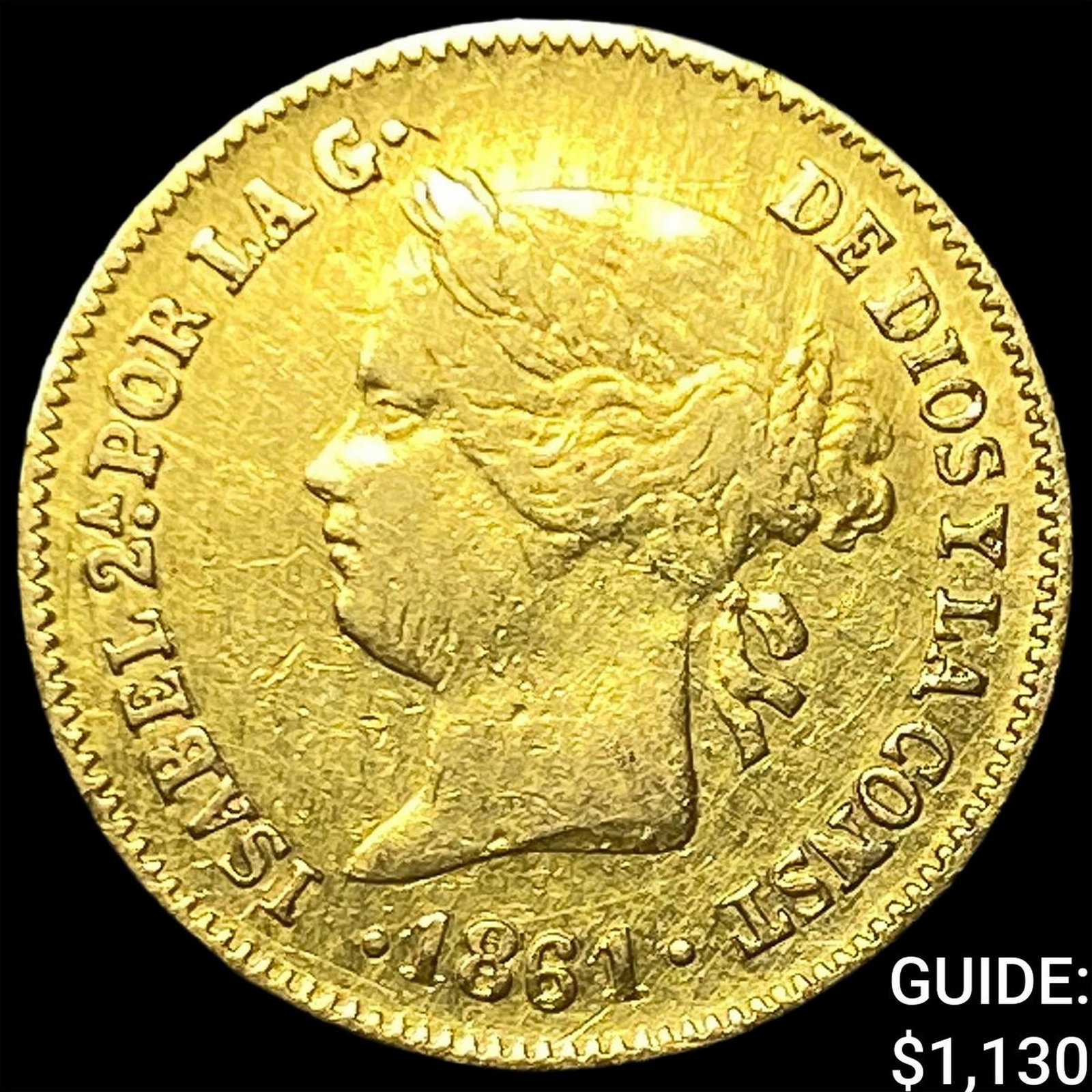 1861 Philippines Gold 1 Peso .0476 AGW: 1861 Philippines Gold 1 Peso .0476 AGW