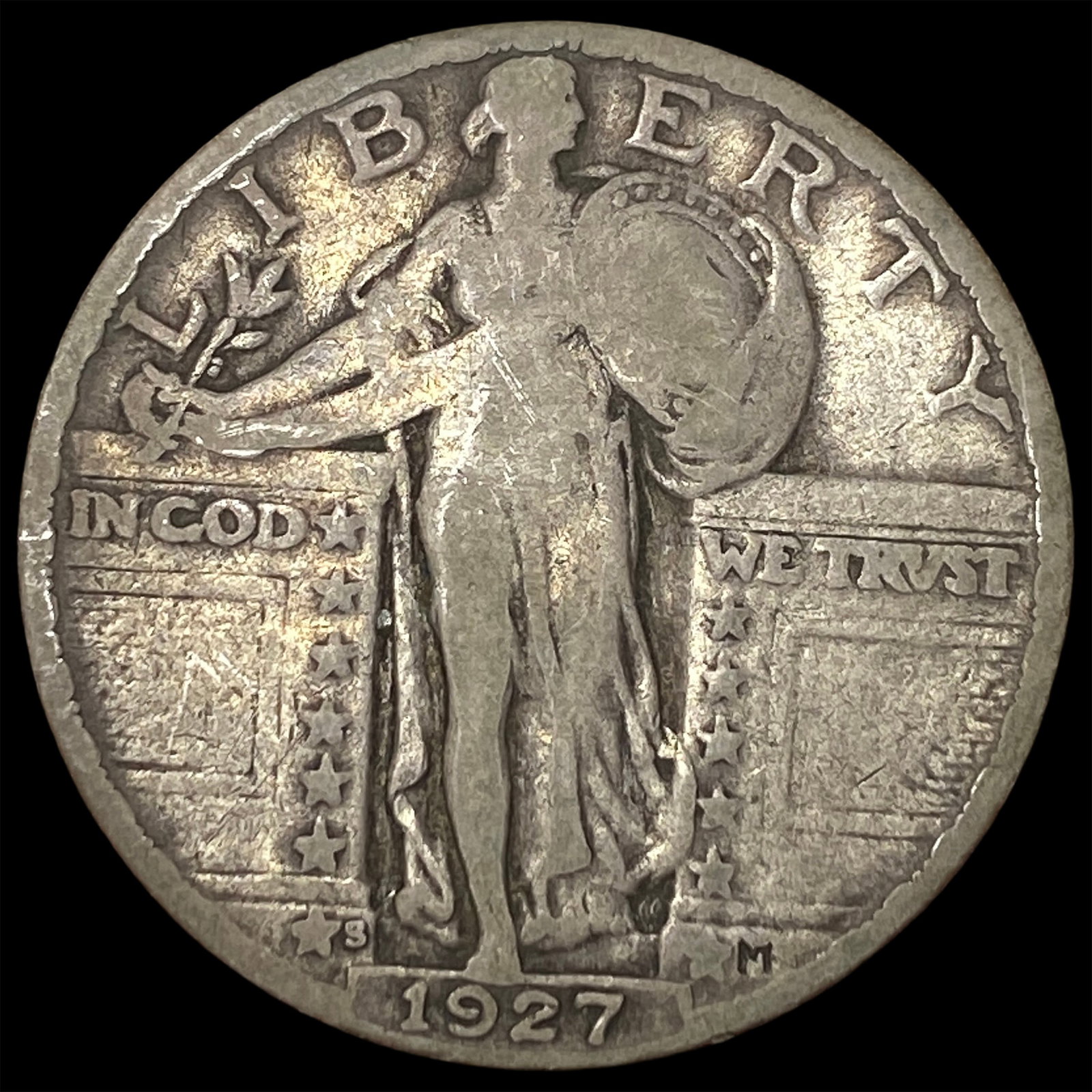 1927-S Silver Standing Liberty Quarter NICELY CIRCULATED: 1927-S Silver Standing Liberty Quarter NICELY CIRCULATED