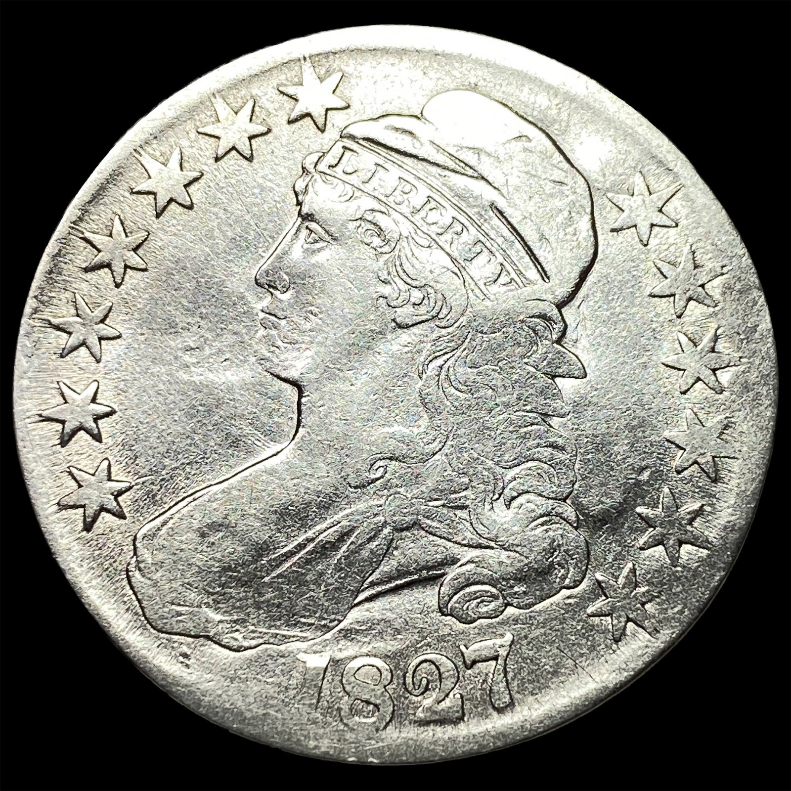 1827 Capped Bust Half Dollar LIGHTLY CIRCULATED: 1827 Capped Bust Half Dollar LIGHTLY CIRCULATED