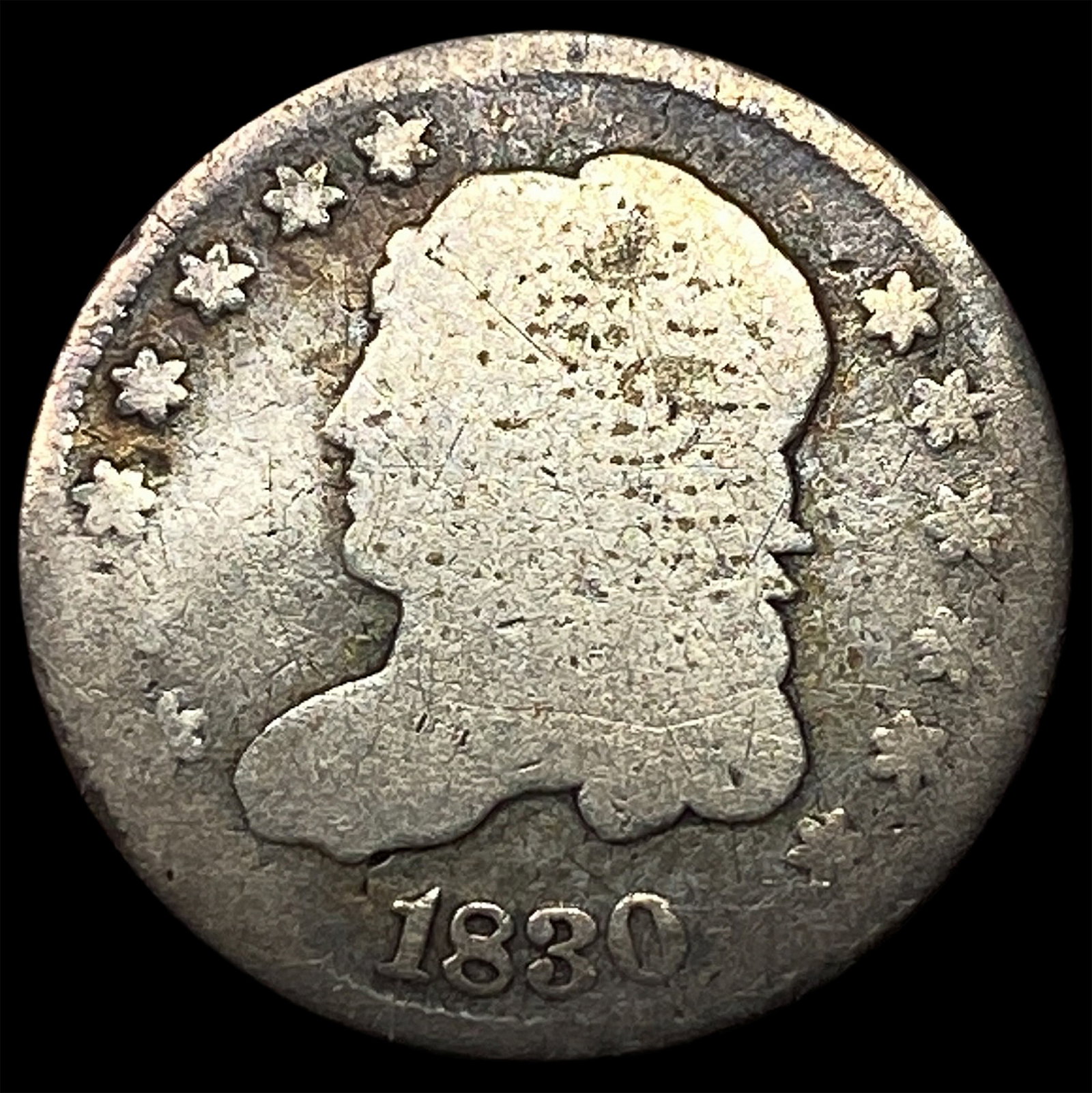 1830 Capped Bust Silver Half Dime NICELY CIRCULATED: 1830 Capped Bust Silver Half Dime NICELY CIRCULATED