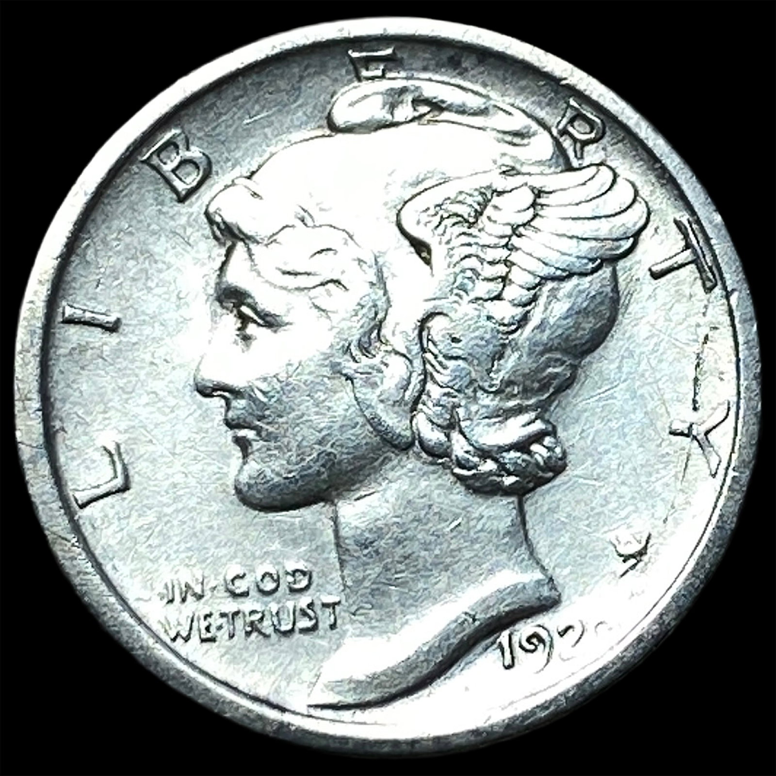 1920-S Silver Mercury Dime CLOSELY UNCIRCULATED: 1920-S Silver Mercury Dime CLOSELY UNCIRCULATED
