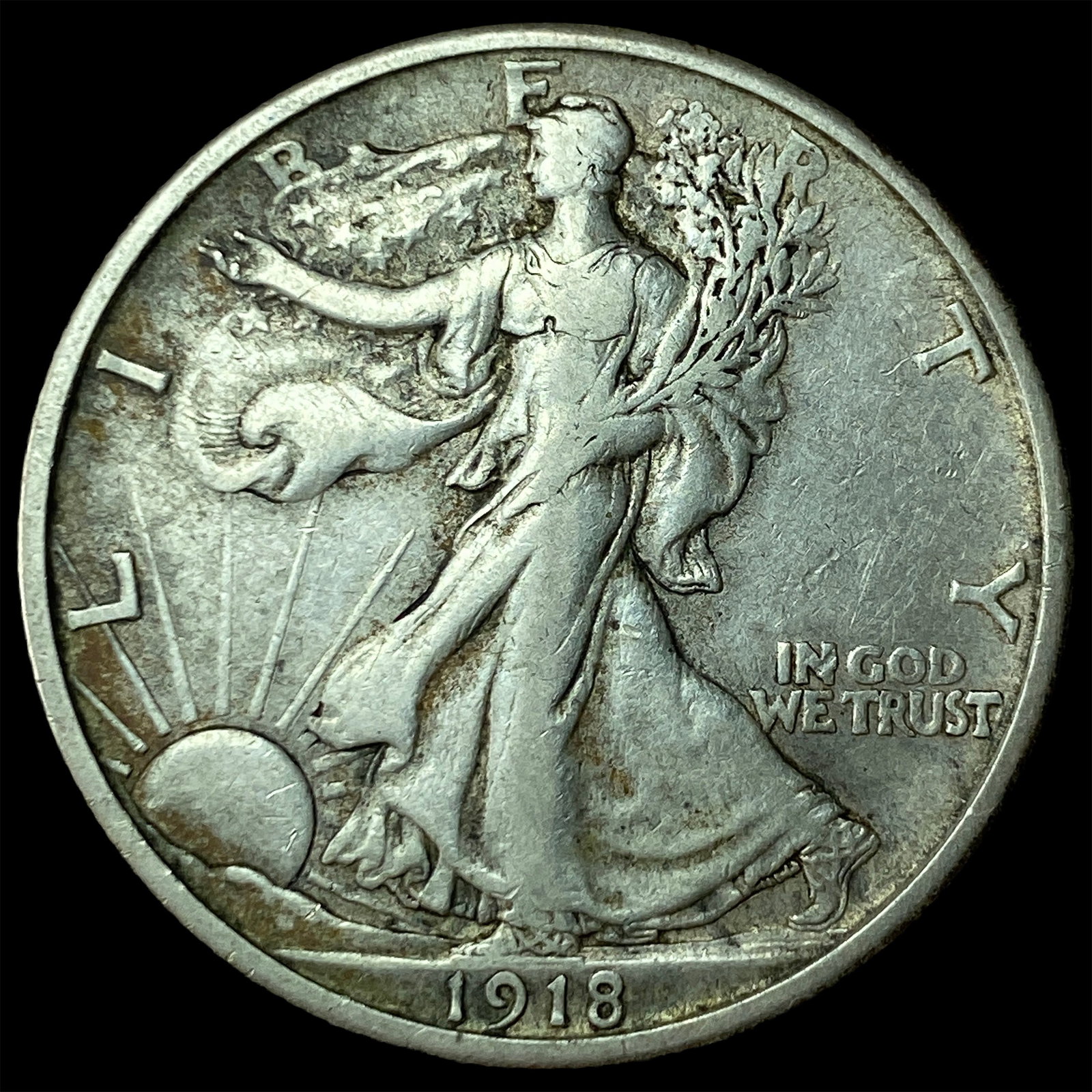 1918-S Silver Walking Liberty Half Dollar NEARLY UNCIRCULATED: 1918-S Silver Walking Liberty Half Dollar NEARLY UNCIRCULATED