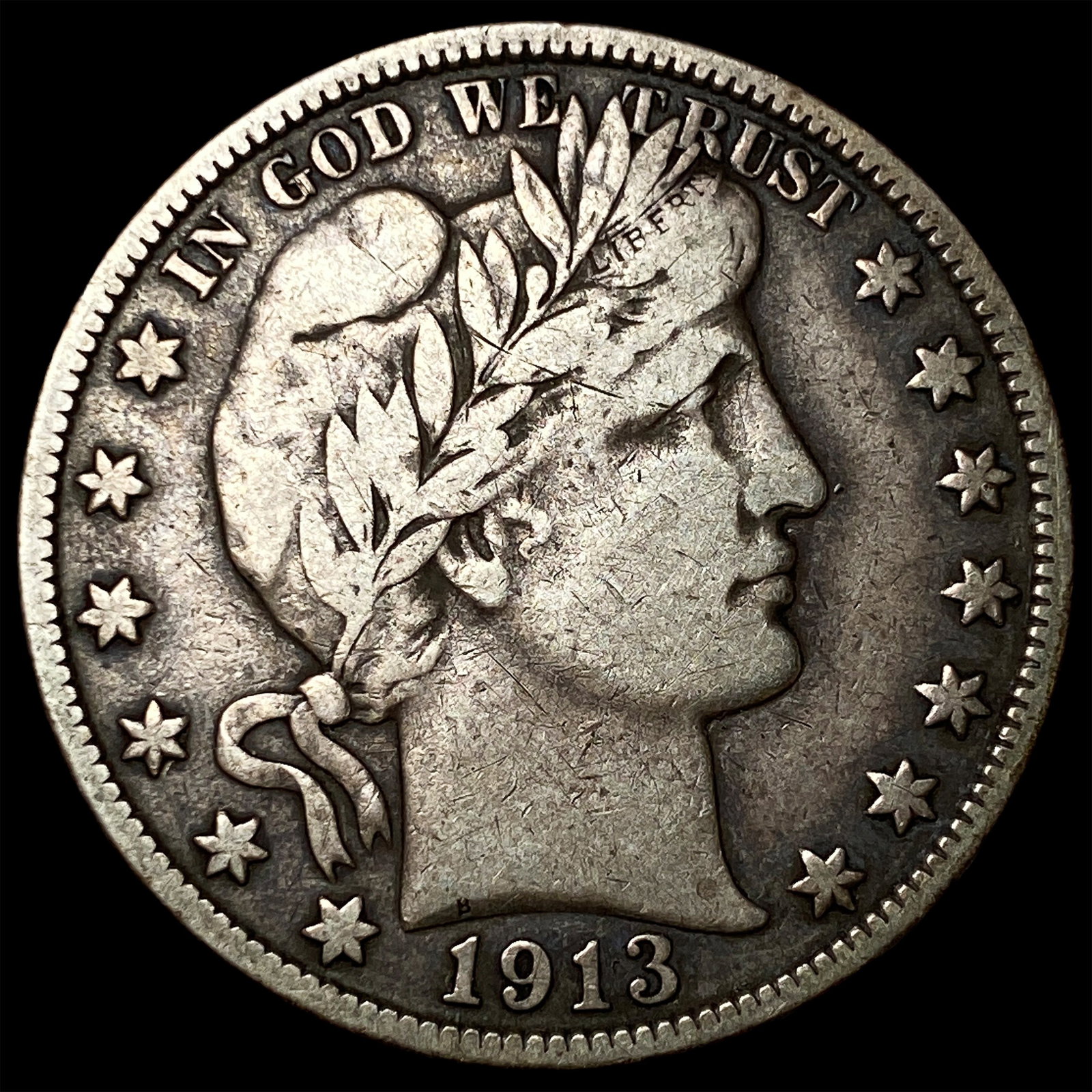 1913-S Silver Barber Half Dollar LIGHTLY CIRCULATED (1 of 2)
